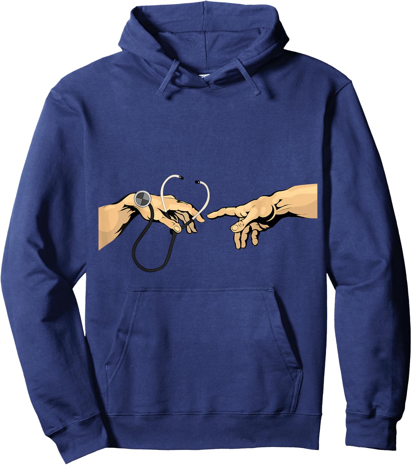 Creation of Adam Michelangelo Doctor Hospital stethoscope Hoodie - Hoodie | Navy
