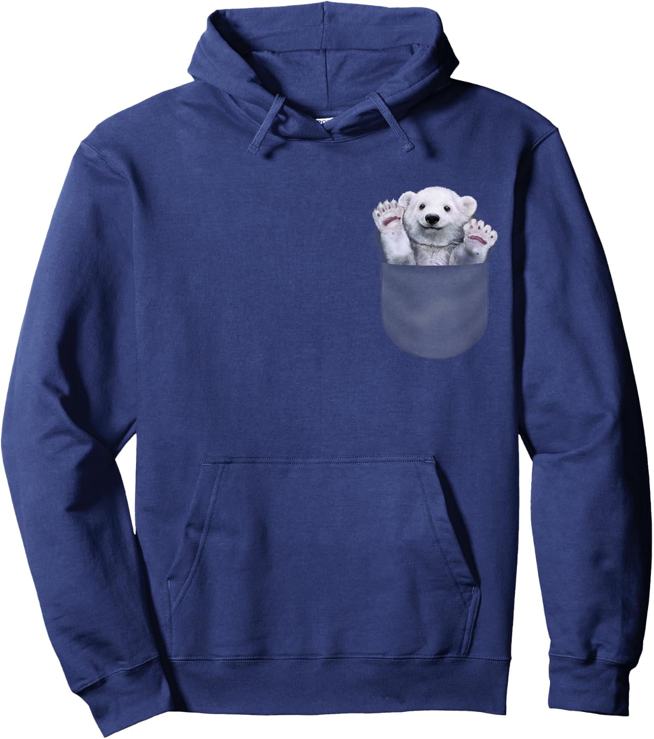 Cute Polar Bear in Pocket Hoodie - Hoodie | Navy