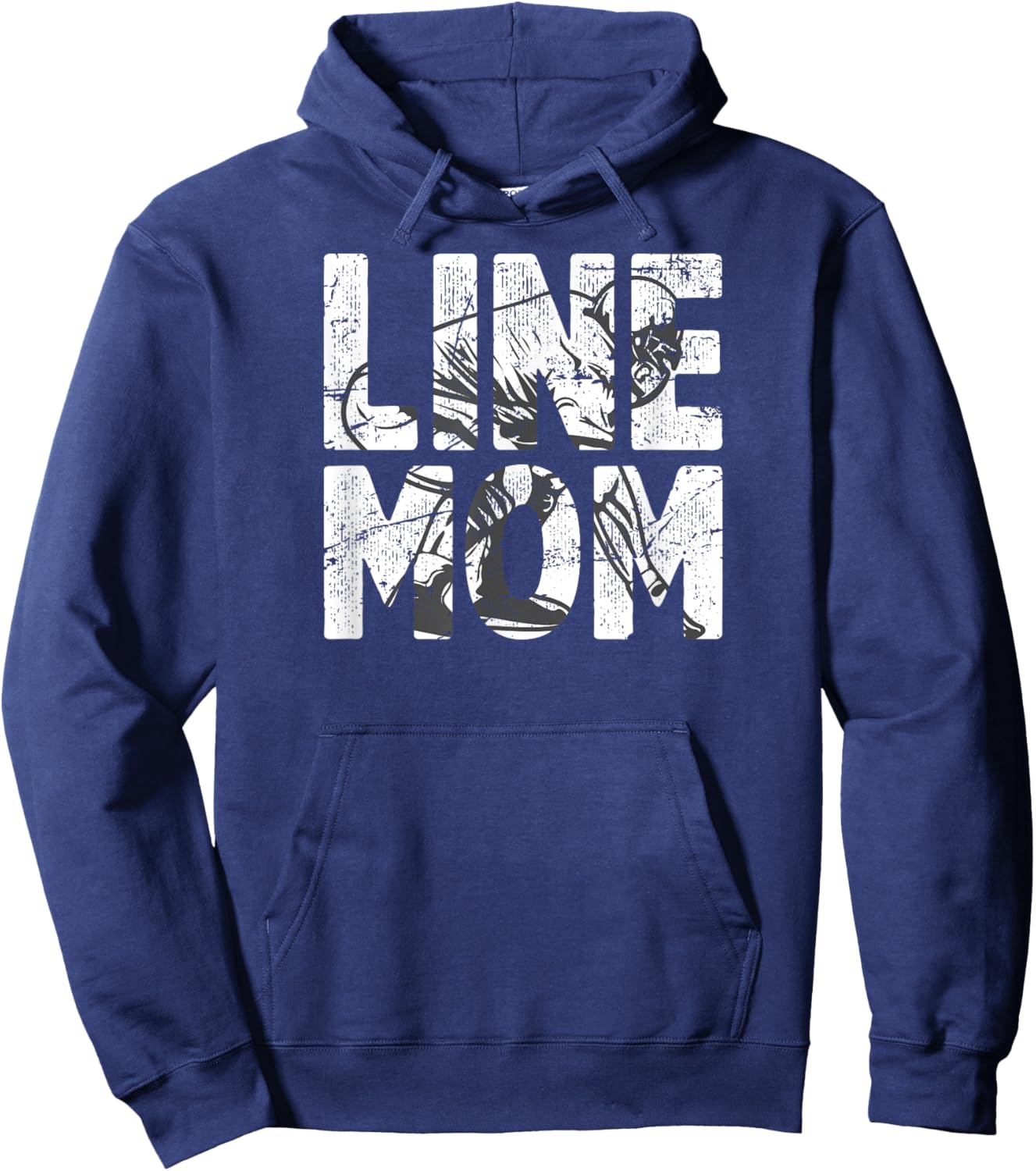 Football Line Mom Of A Football Lineman Mother Hoodie - Hoodie | Navy