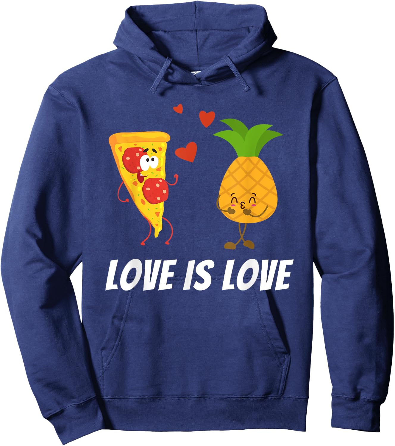 Love is Love - Pineapple Pizza Lover Foodie Hoodie - Hoodie | Navy