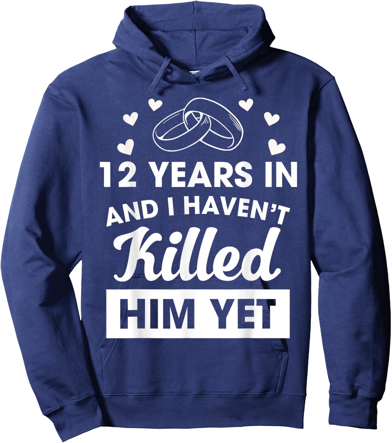 12th Wedding Anniversary Idea 12 Years Wife Hoodie - Hoodie | Navy