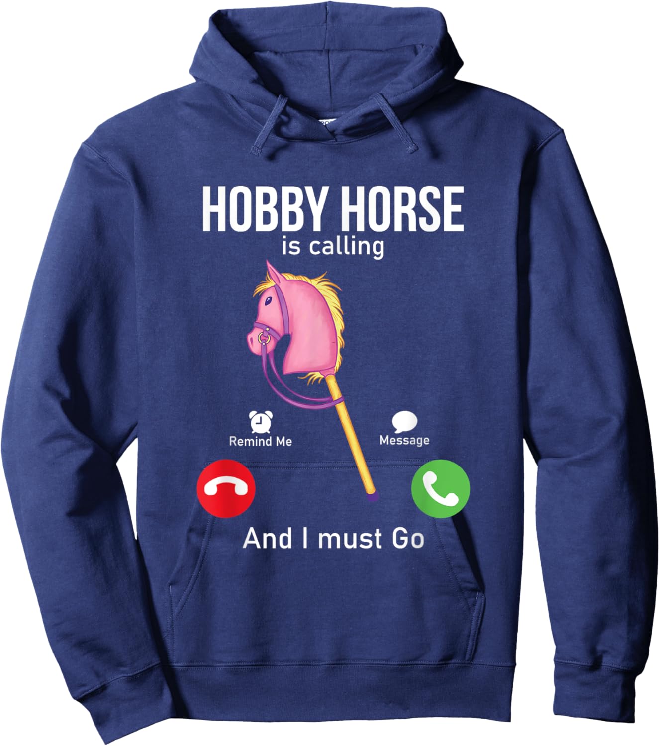 Funny Hobby Horsing Gifts For Hobby Horse Riders -Adult Black Cotton Blend Small Classic Fit Short Sleeve Hoodie - Hoodie | Navy