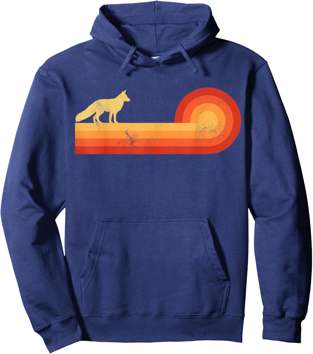 Fox Retro Vintage 60s 70s Sunset Mammal Animal Lovers Men Hoodie - Hoodie | Navy