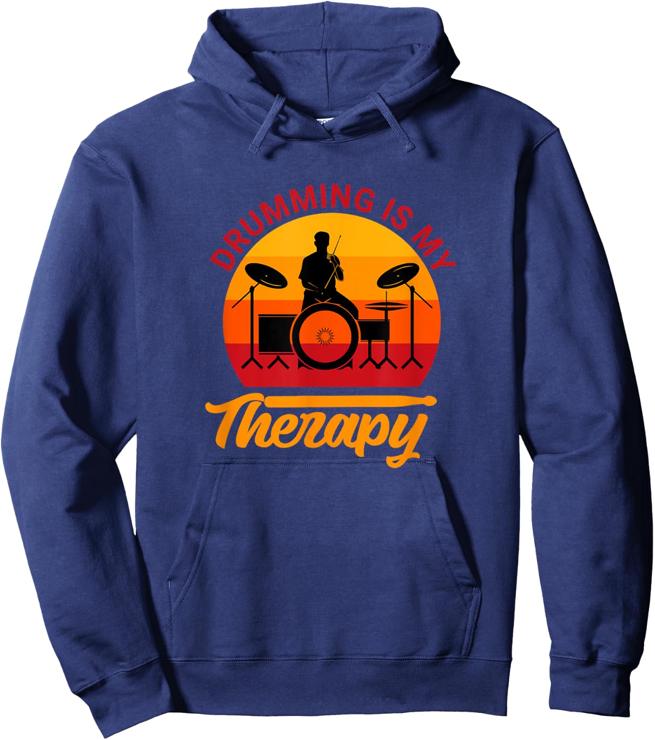 Drummer Drums Drumsticks Musician Drumming Is My Therapy Hoodie - Hoodie | Navy