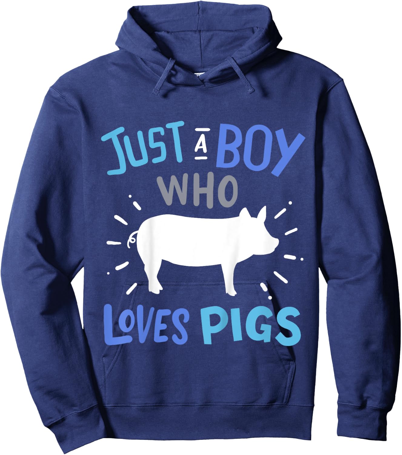 Kids Pig Just A Boy Who Loves Pigs Gift Pig Lovers Hoodie - Hoodie | Navy