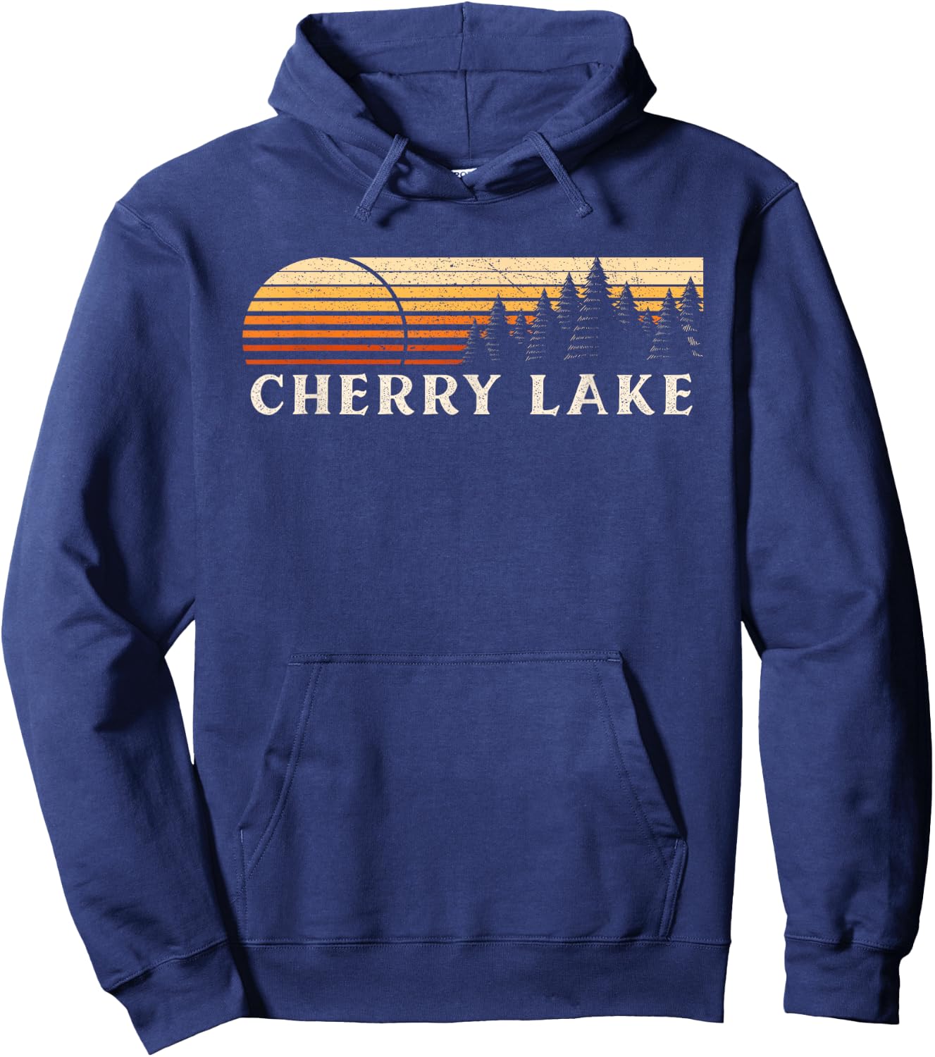 Cherry Lake, FL Vintage Evergreen Sunset Eighties Retro Hoodie - Hoodie | Navy