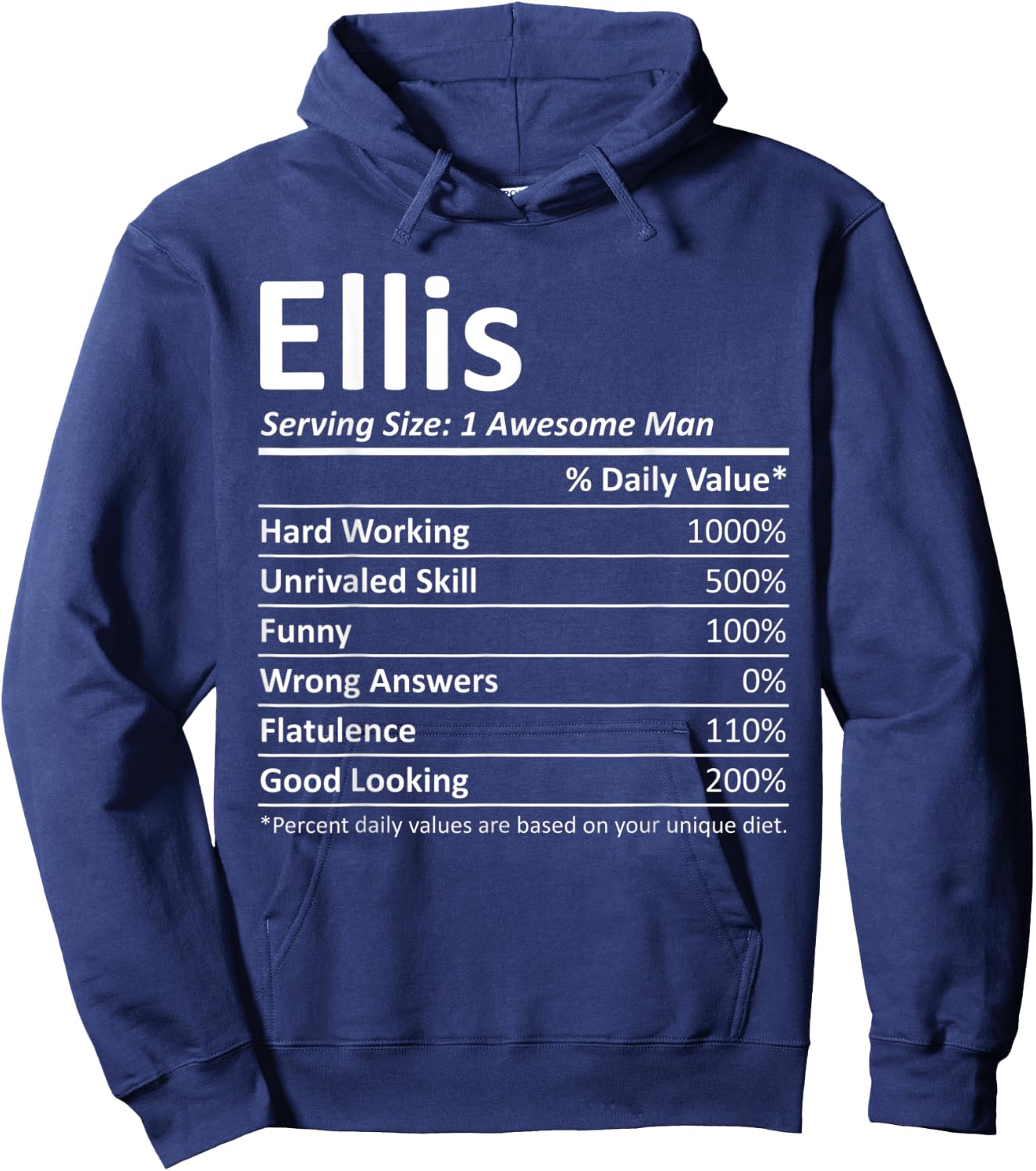 ELLIS Nutrition Funny Birthday Personalized Name Gift Hoodie - Hoodie | Navy