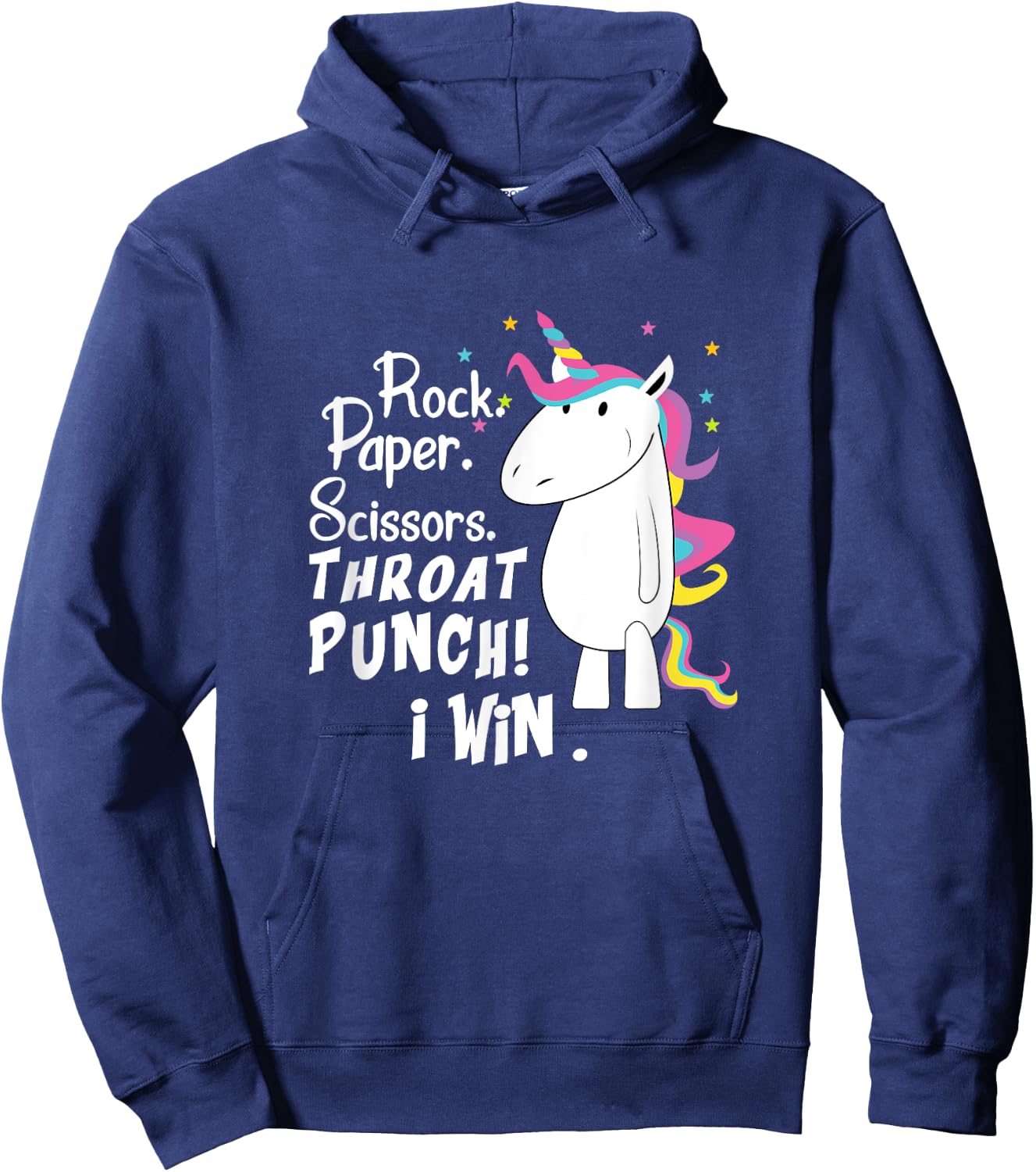 Rock Paper Scissors Throat Punch I Win Unicorn Outfit Hoodie - Hoodie | Navy