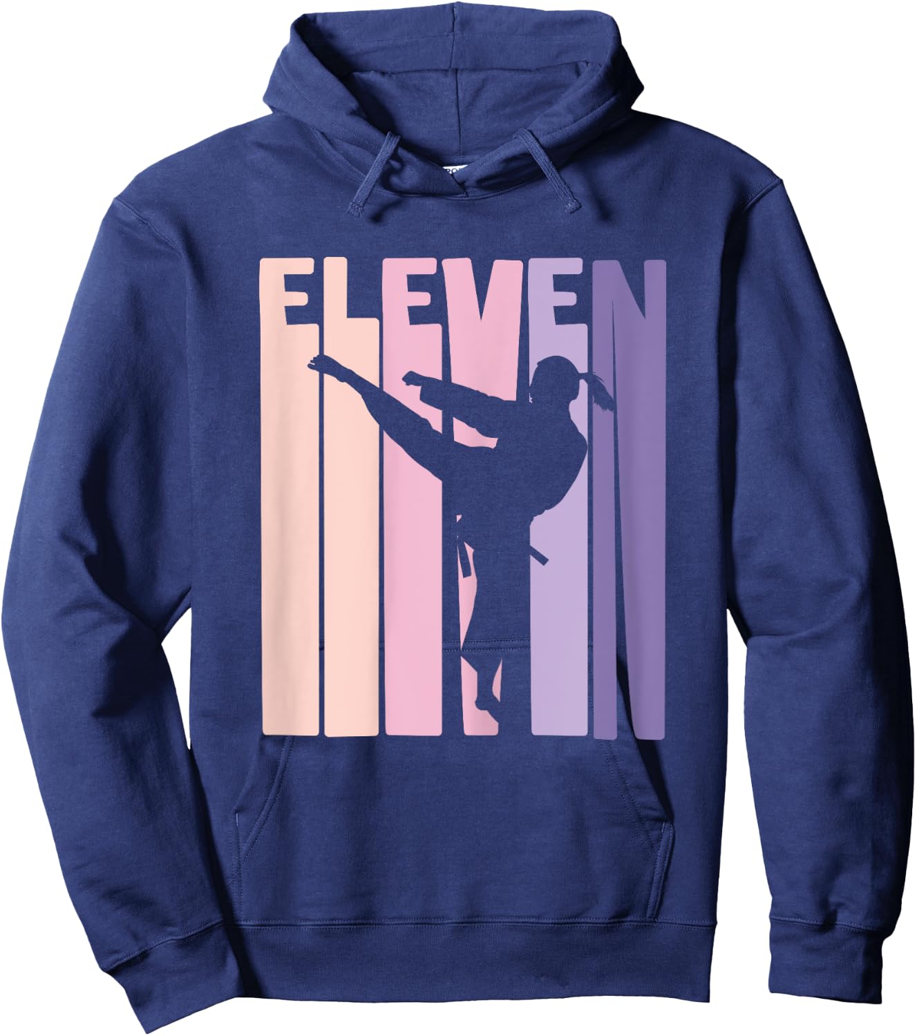 11th Birthday Gift Karate Retro Taekwondo Martial Arts Girls Hoodie - Hoodie | Navy
