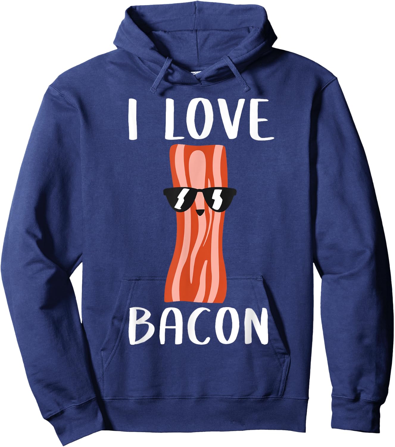 Funny Bacon Gift Kids Boys Girls Cool Geeky I Love Bacon Hoodie - Hoodie | Navy