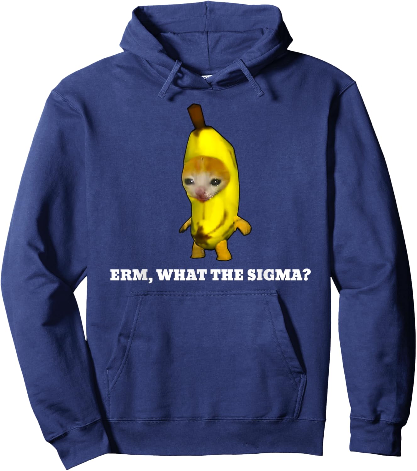Erm, What Sigma? Cat meme Men Women Girls Kids Hoodie - Hoodie | Navy