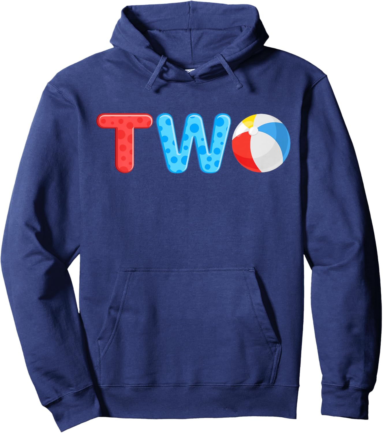2nd Birthday Two Year Old Beach Ball Theme Summer Pool Party Kids Hoodie - Hoodie | Navy