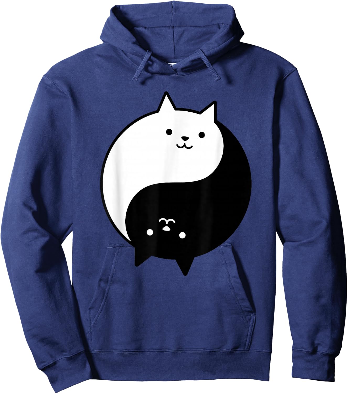 Cute Cats Yin Yang Yoga Zen Kitty Black and White Cat Hoodie - Hoodie | Navy