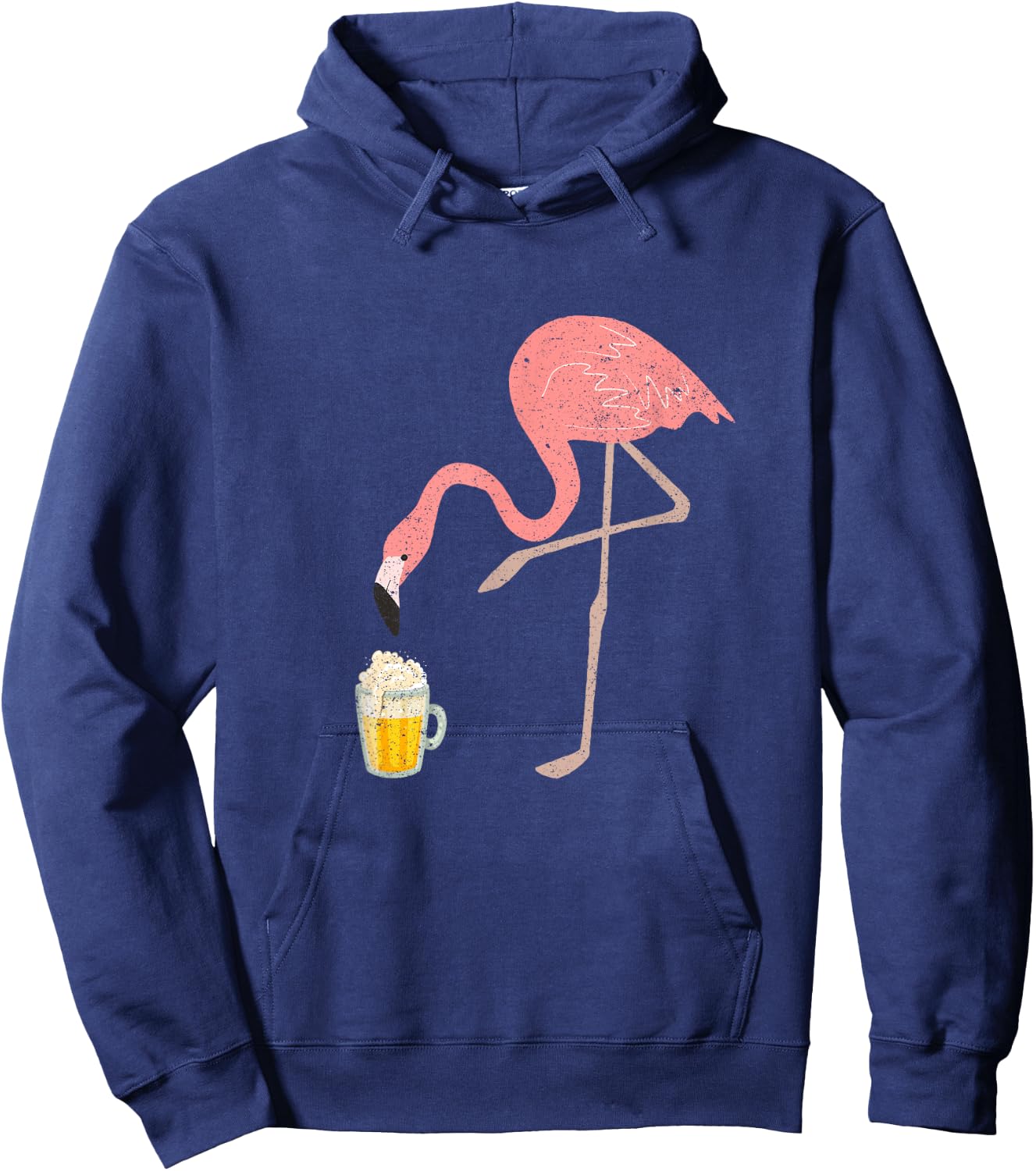 Flamingo Drinking Beer Drinking Party Vintage Beer Drinker Hoodie - Hoodie | Navy