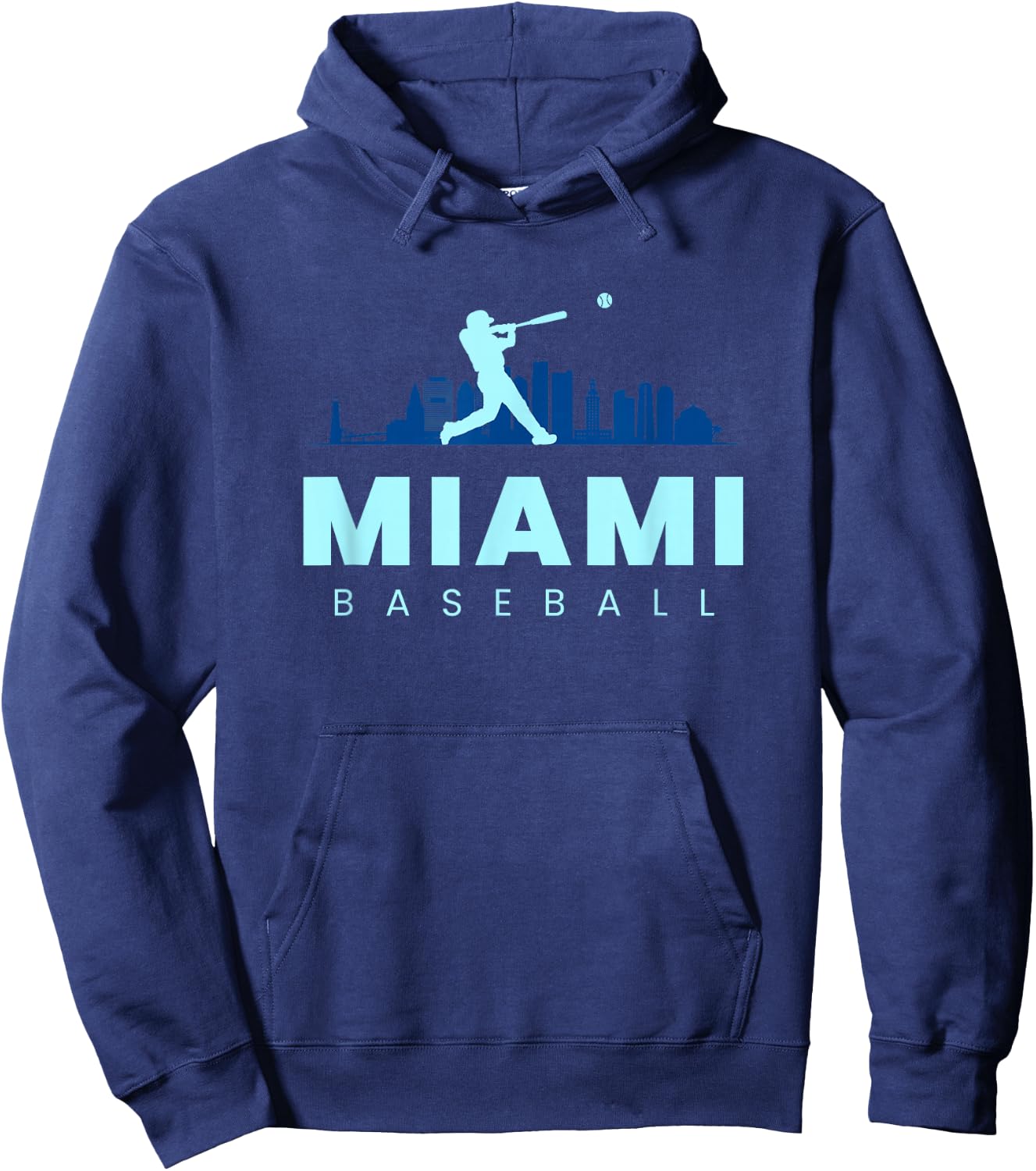 Miami Baseball Vintage Minimalist Retro Baseball Lover Hoodie - Hoodie | Navy