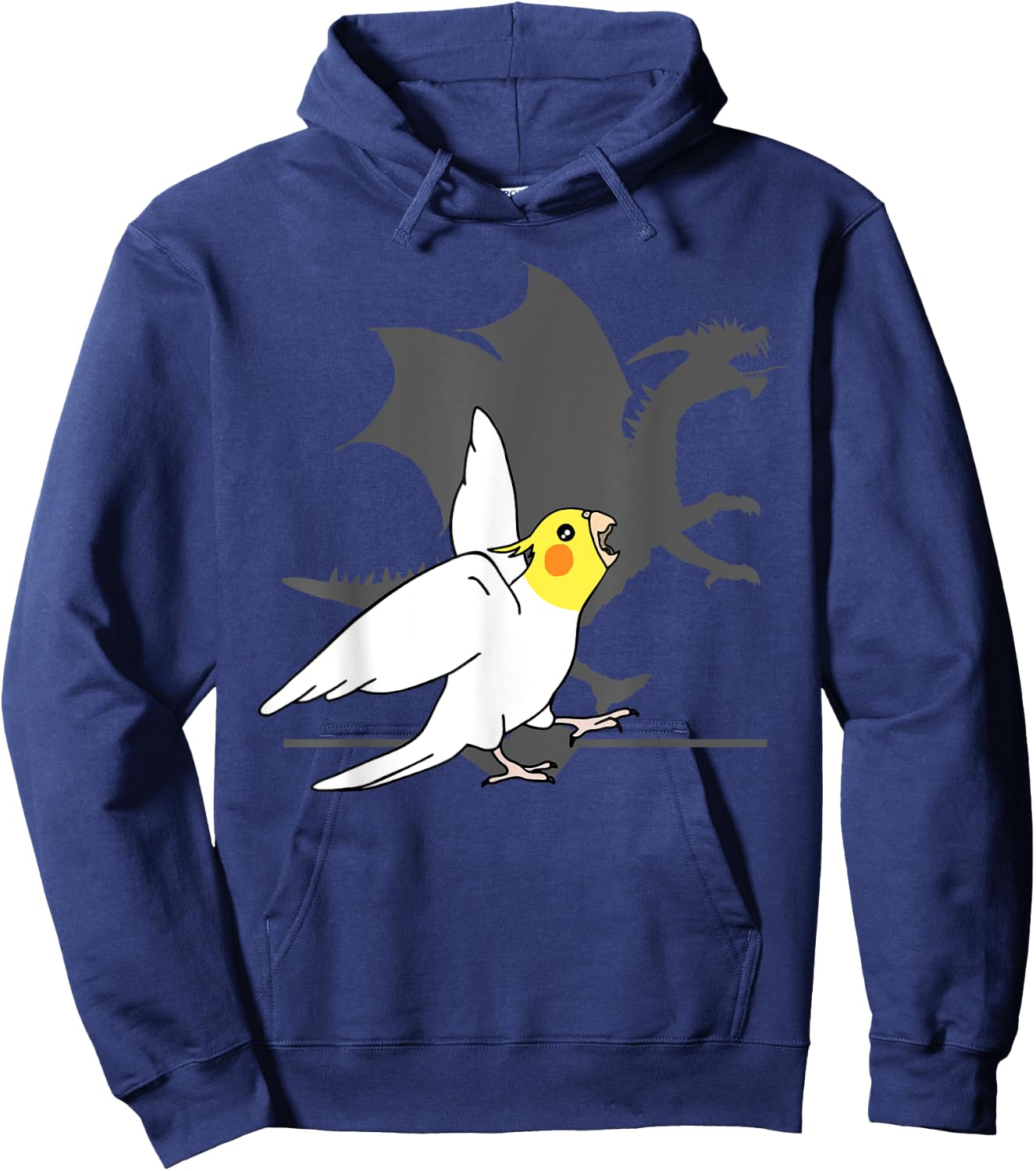 Lutino Cockatiel Dragon Shadow, Dragon Cockatiel, Birb memes Hoodie - Hoodie | Navy