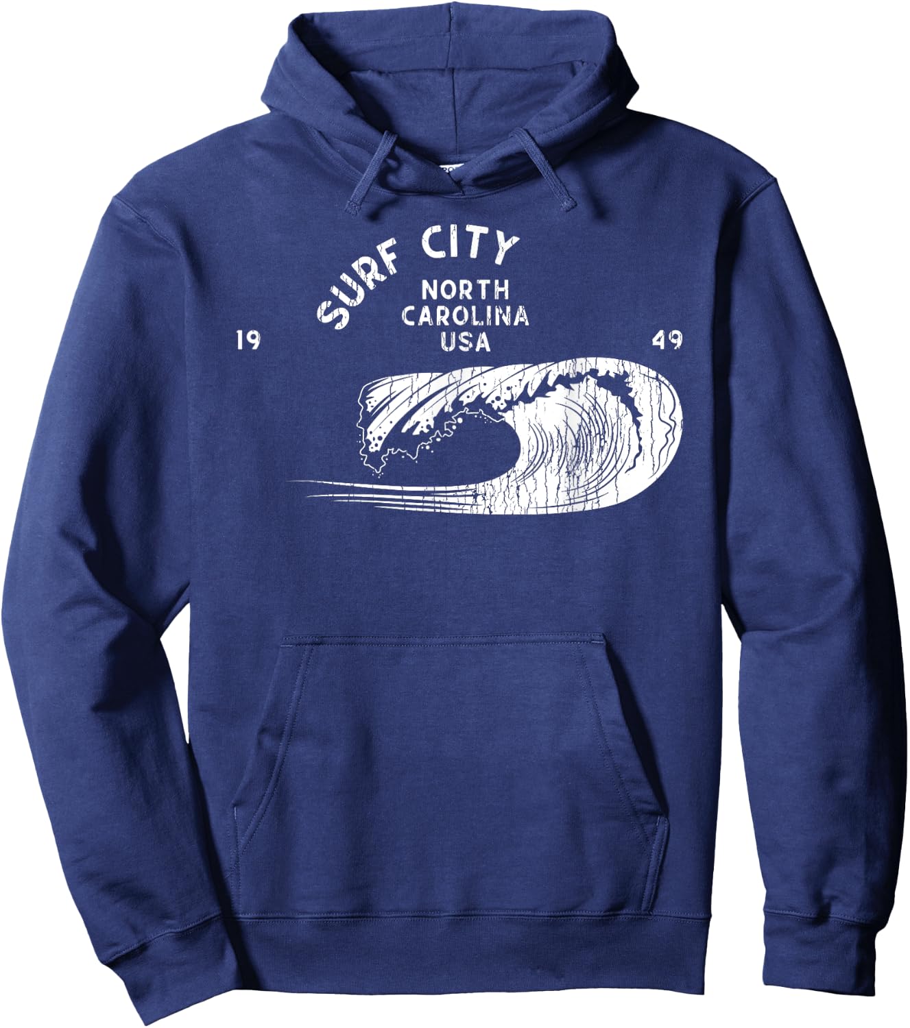 Surf City, NC Summertime Vacationing Rolling Waves Hoodie - Hoodie | Navy