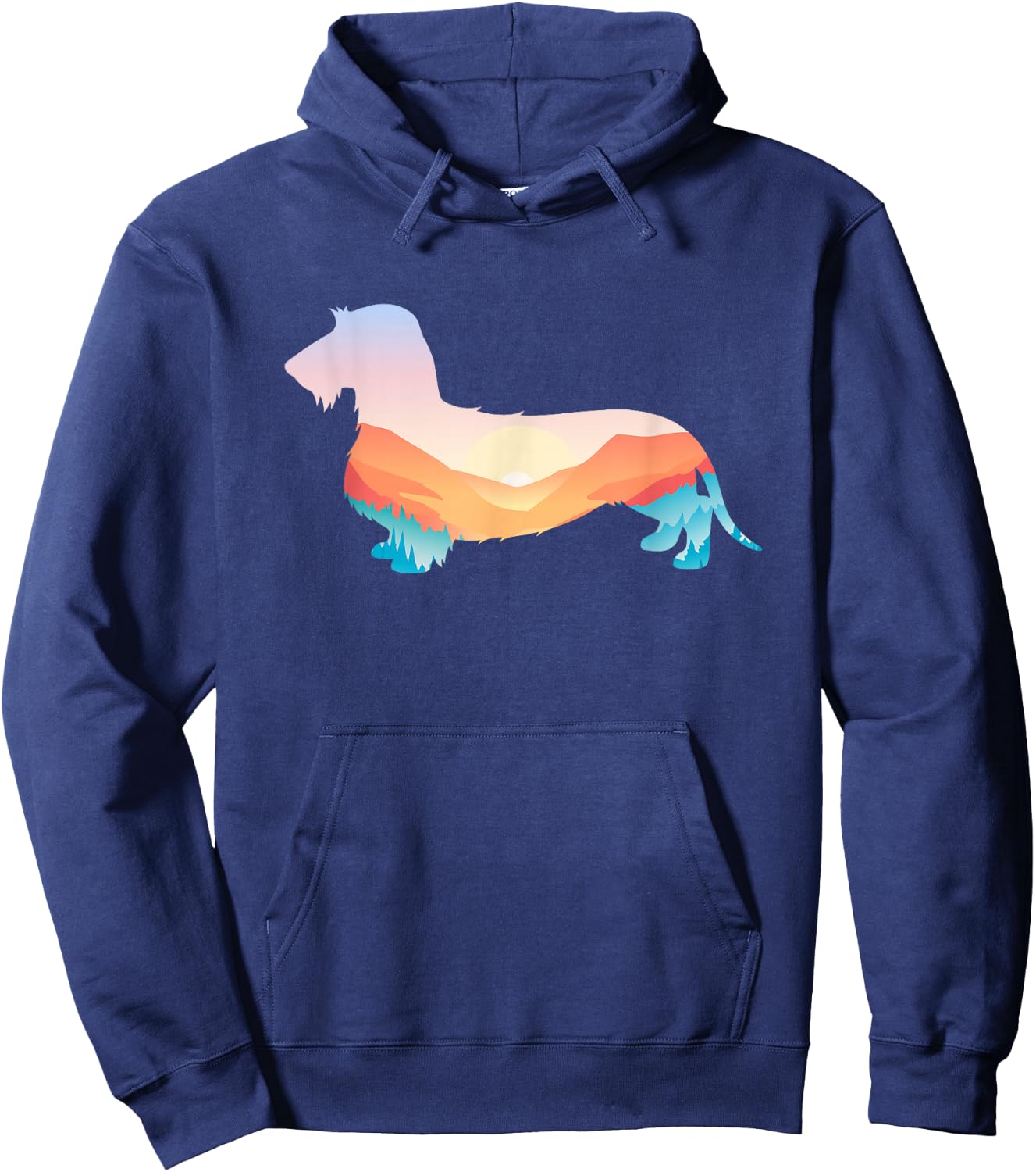 Wire Haired Dachshund Nature Hiking Dog Sunrise Adventure Hoodie - Hoodie | Navy