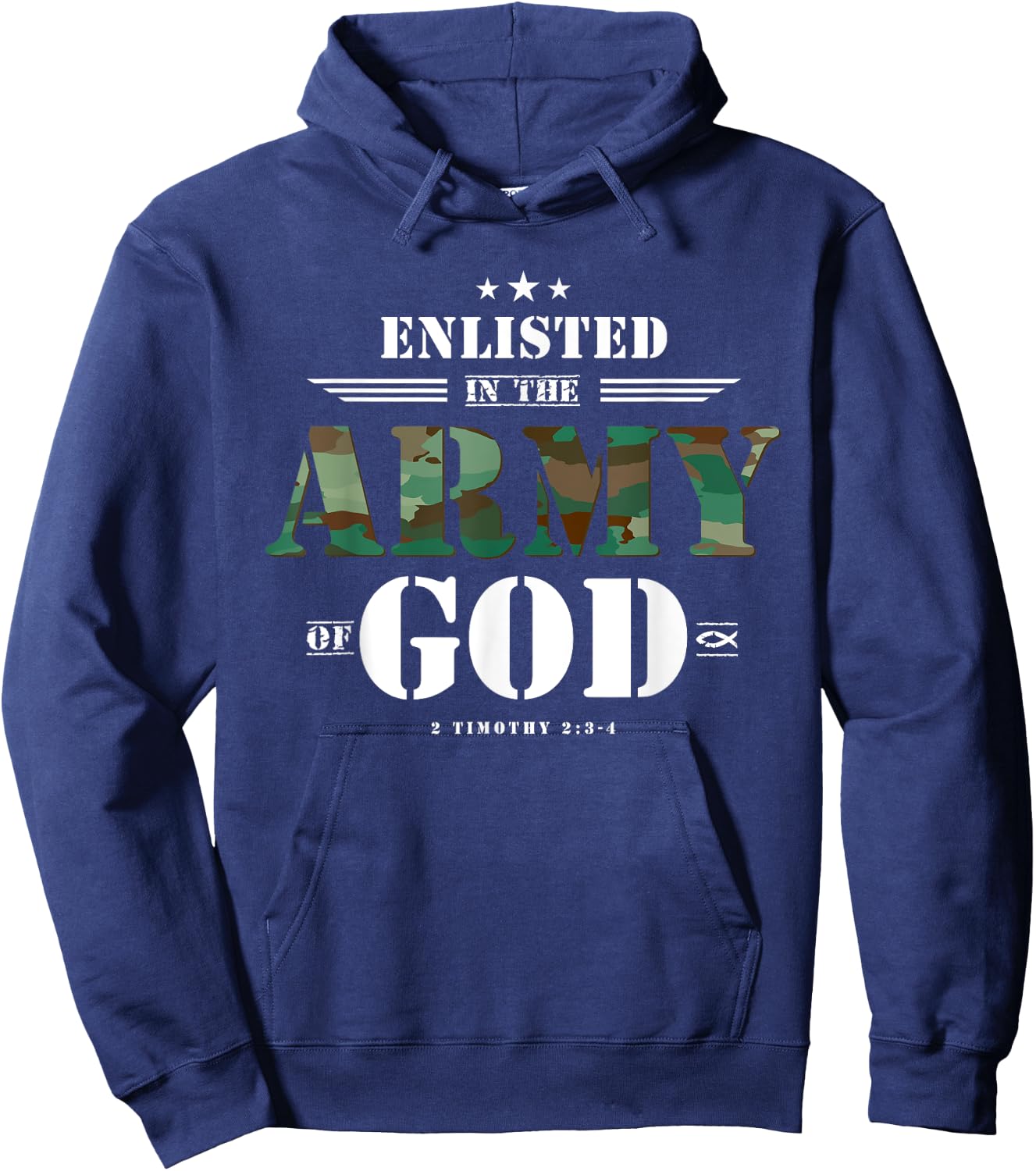 Christian Gifts Religious Bible Verse Scriptures God's Army Hoodie - Hoodie | Navy