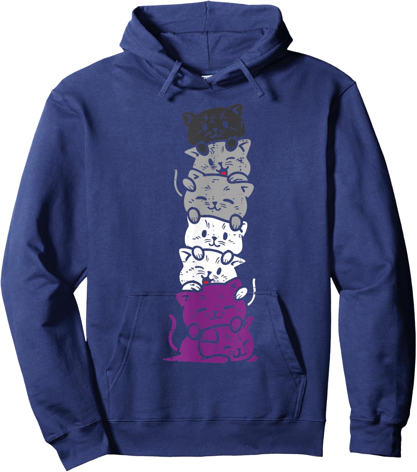Cat Stack Asexual Pride Cute Ace Flag Animal Pet Lover Gift Hoodie - Hoodie | Navy