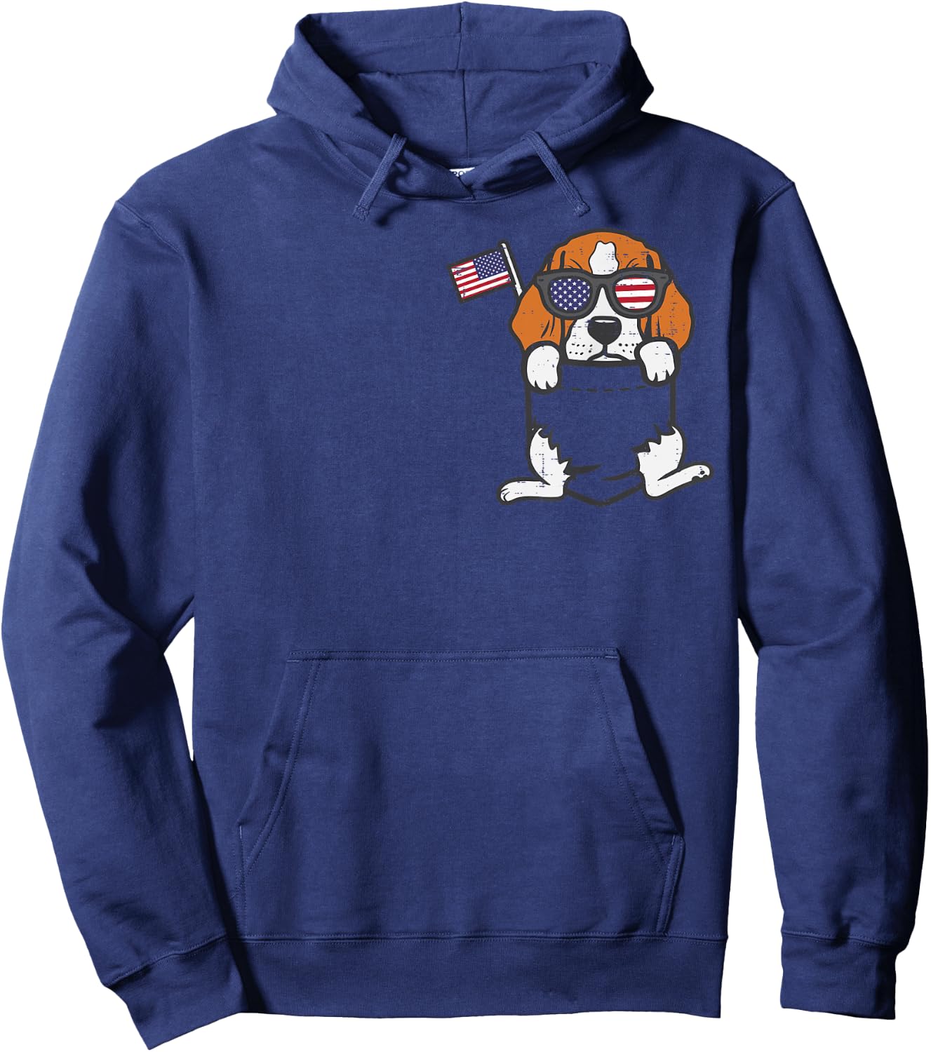 Beagle Feet Pocket Cute American USA 4th Of July Fourth Dog Hoodie - Hoodie | Navy
