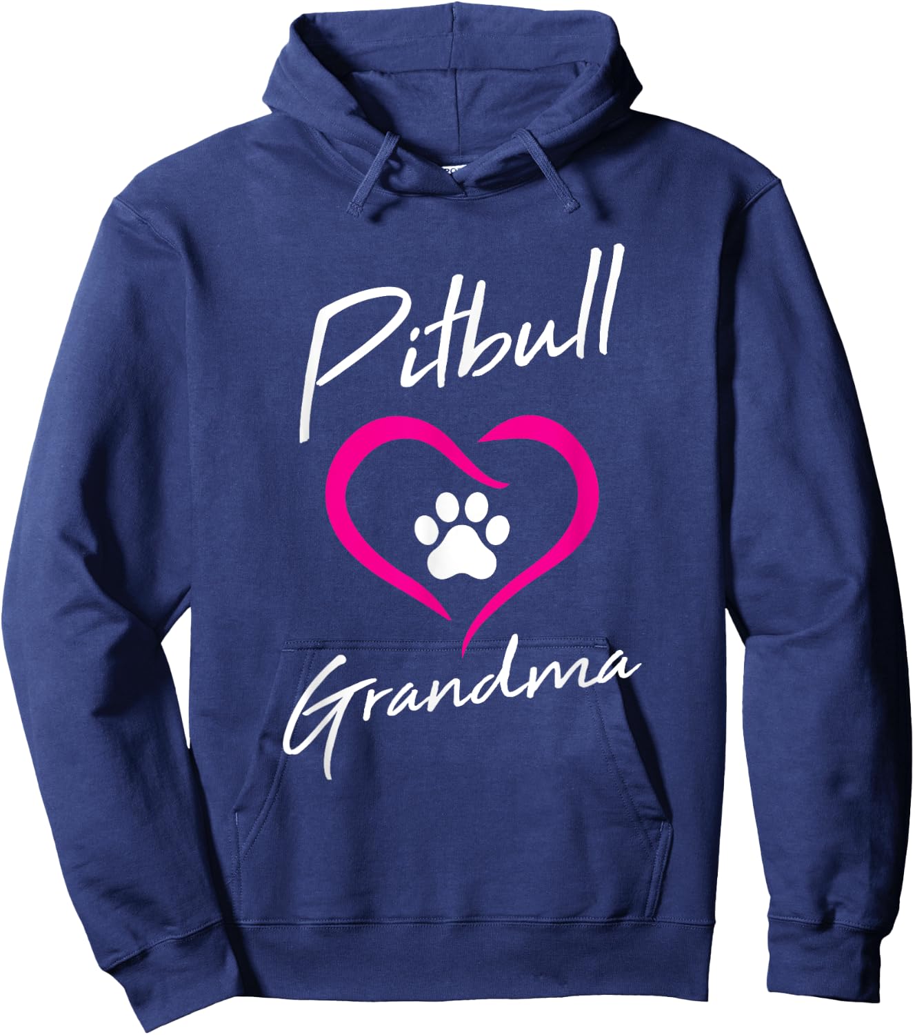 Pitbull Grandma Love Dog Paw Print Cool Animal Lover Gifts Women Girls Kids Hoodie - Hoodie | Navy