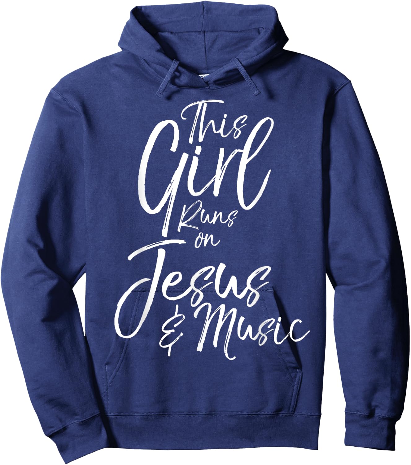 Christian Gift This Girl Runs on Jesus & Music Hoodie - Hoodie | Navy