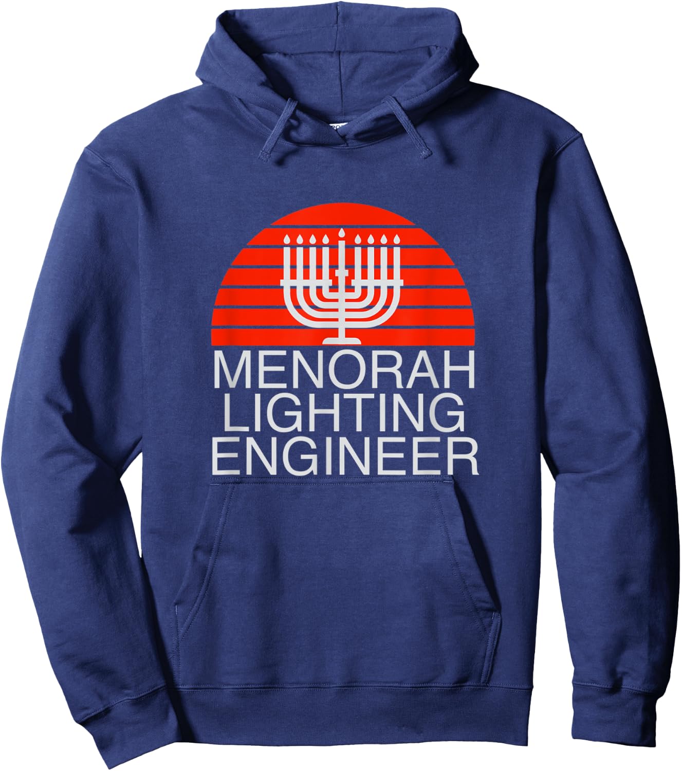 Hanukkah Lighting Engineer Funny Menorah Jewish Holiday Gift Hoodie - Hoodie | Navy