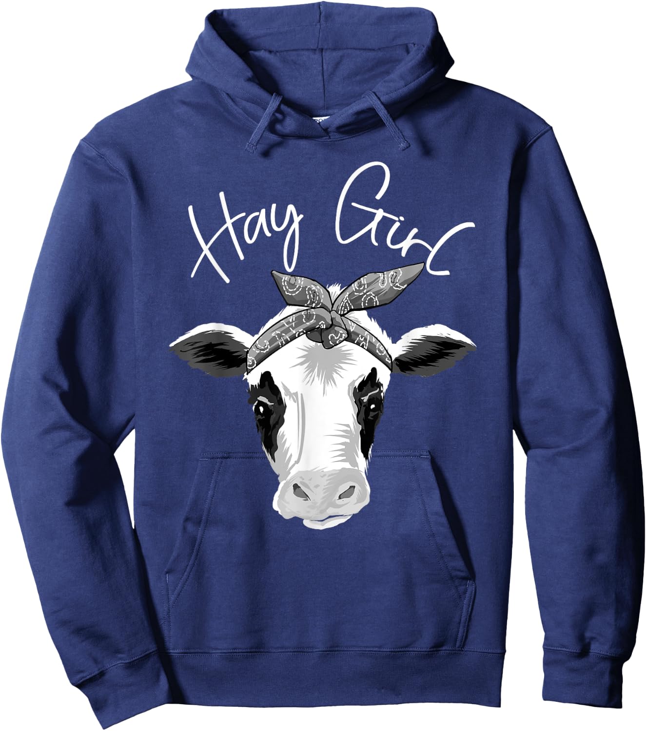 Hay Girl Farmer Funny Cattle Cow Farm Lovers Gift Women Kids Hoodie - Hoodie | Navy