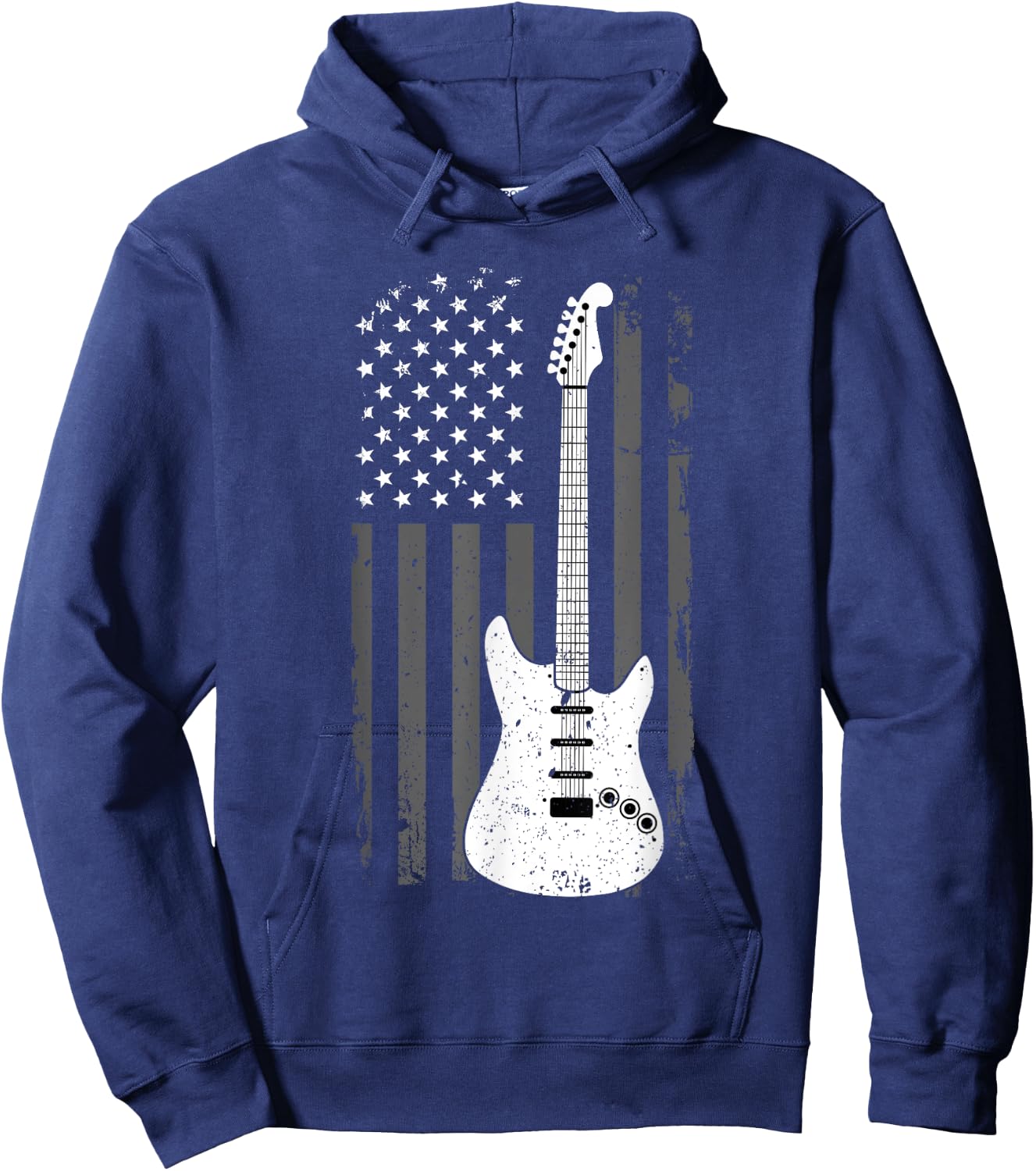 Guitar American US Flag Music Player Electric Guitarist Gift Hoodie - Hoodie | Navy