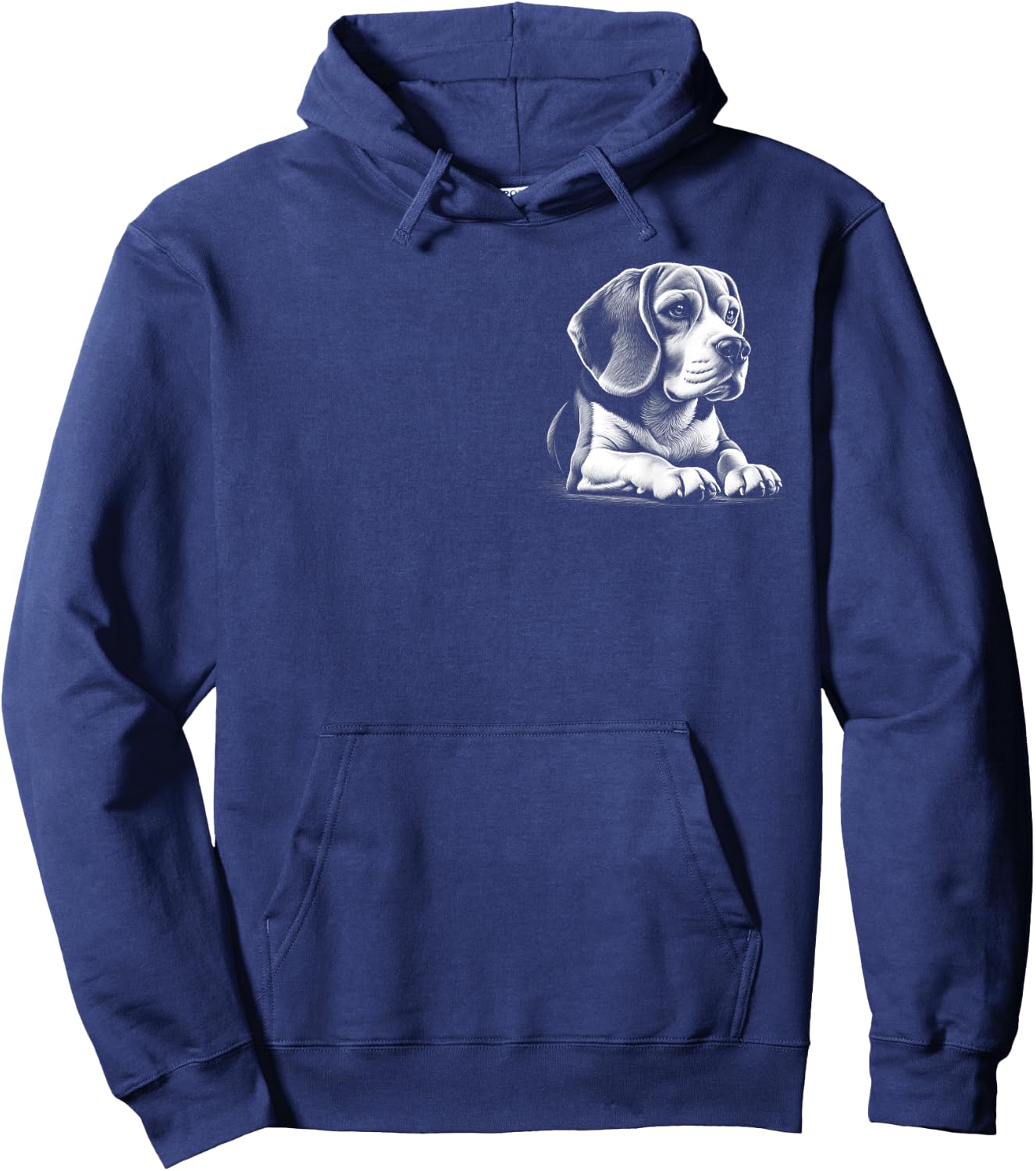 Cute Beagle Portrait in Lying Pose on Chest Hoodie - Hoodie | Navy