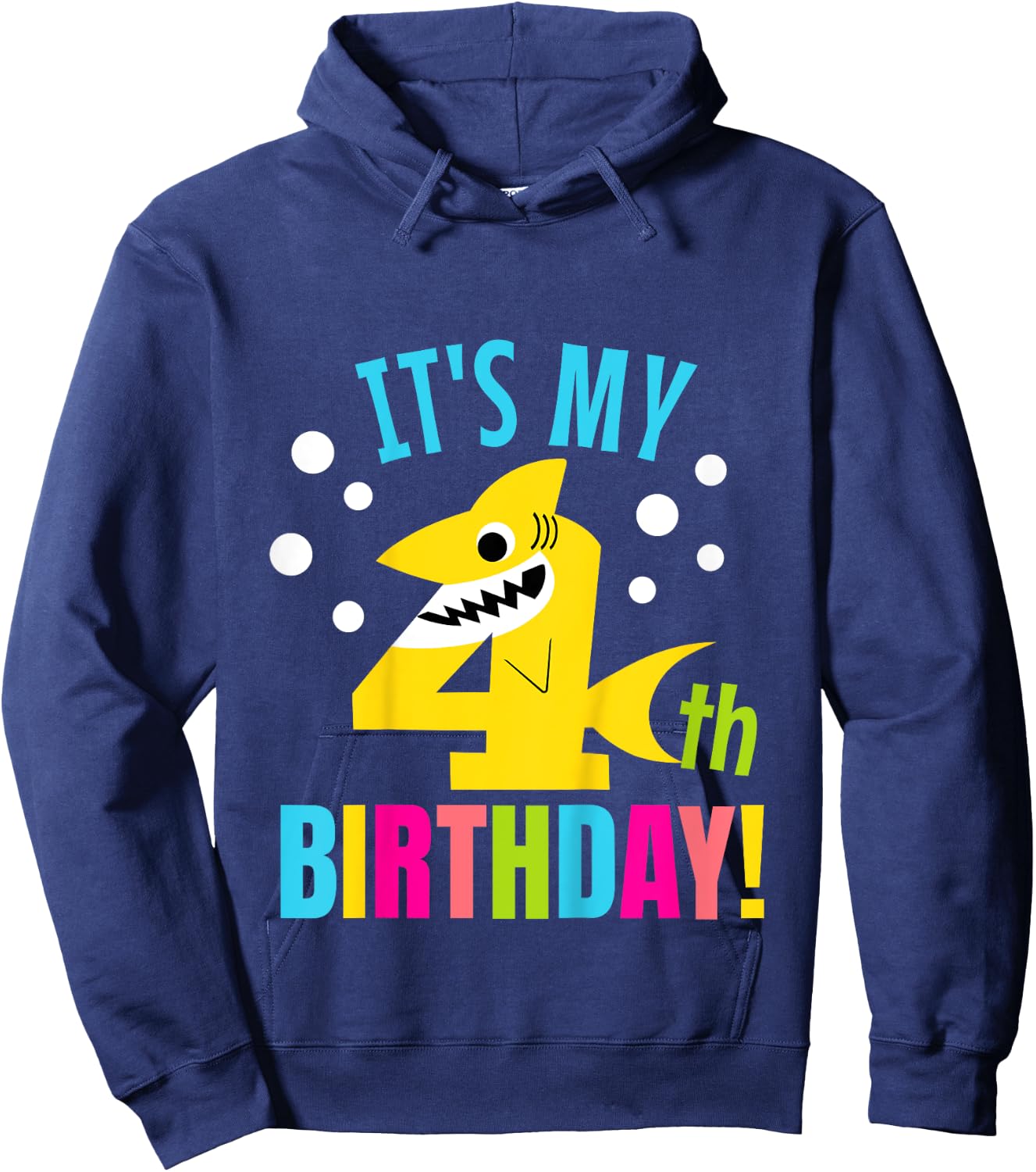 4 Year Old 4th Shark Party Birthday Baby Gift Girls And Boys Hoodie - Hoodie | Navy