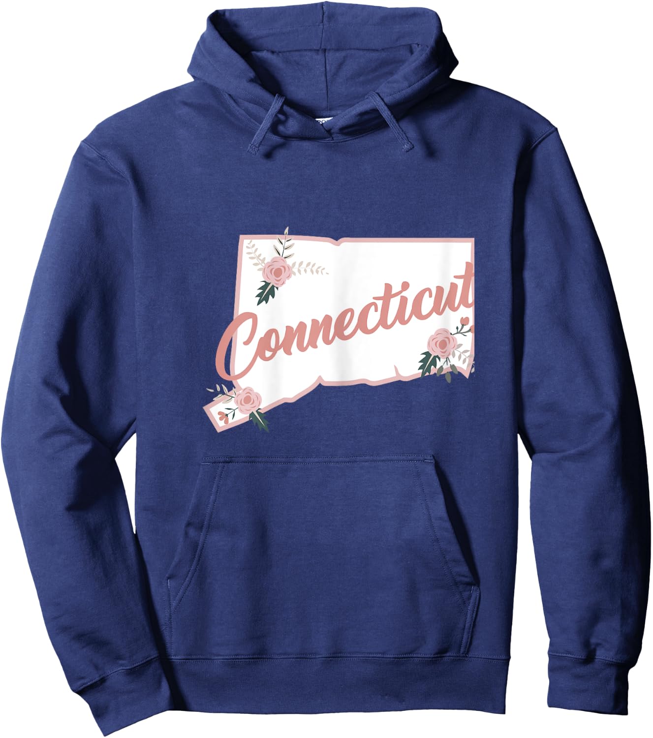 Cute Connecticut State Floral Rose Hoodie - Hoodie | Navy