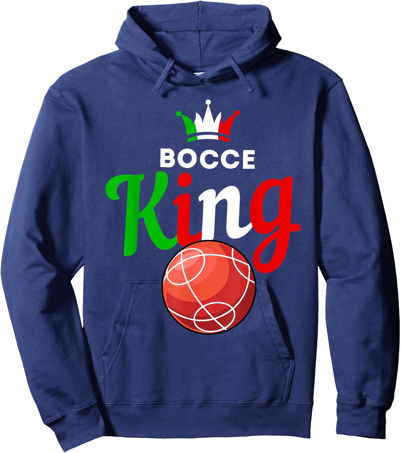 Bocce Ball Gift - Fun Yard Game - Bocce King Hoodie - Hoodie | Navy