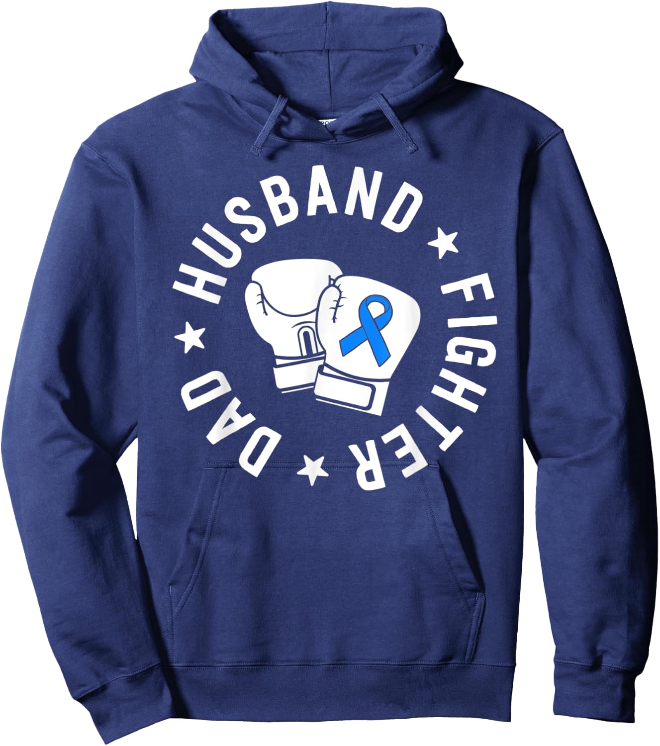 ALS Warrior Dad Husband Father Blue Ribbon Awareness Hoodie - Hoodie | Navy