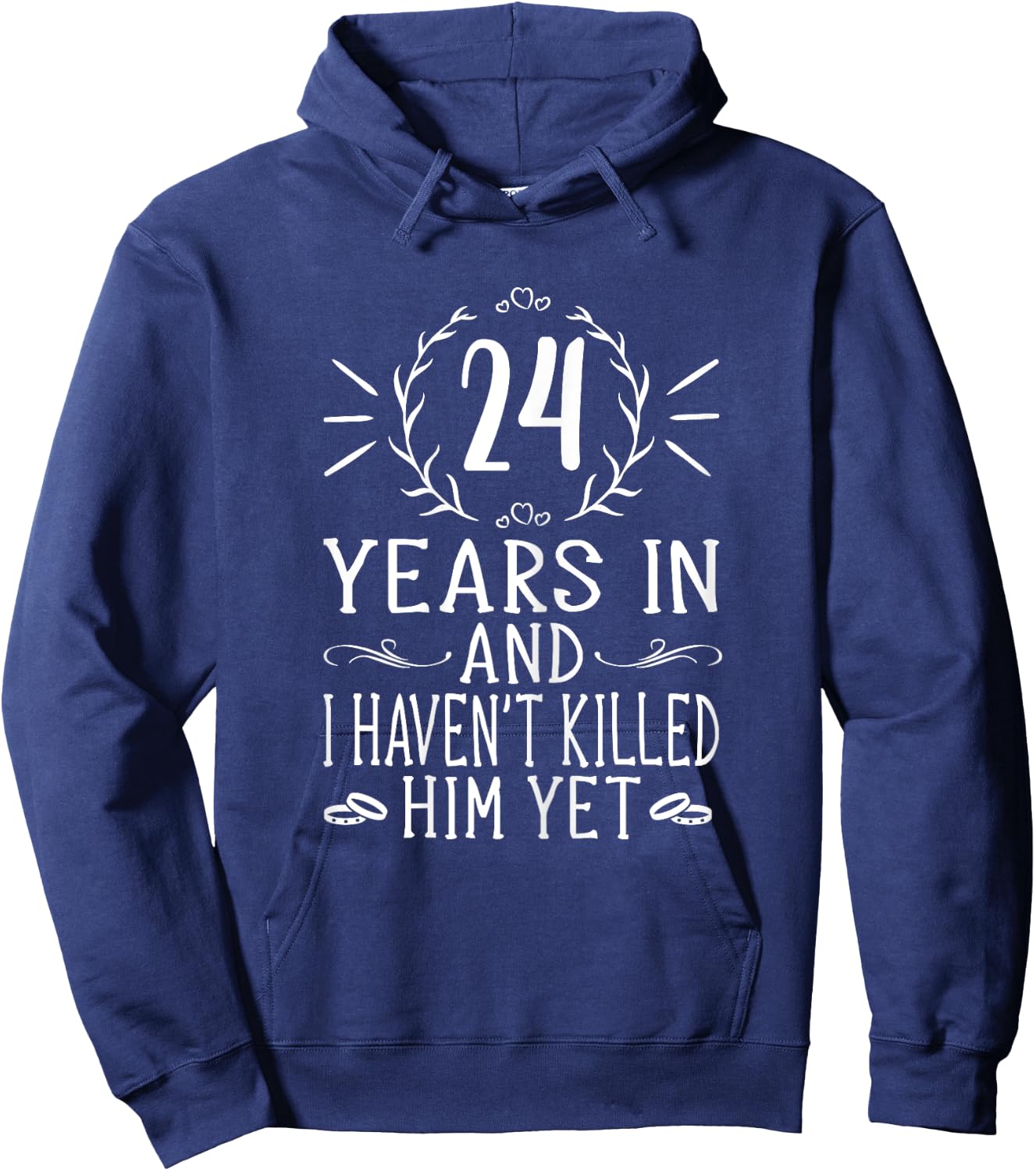 24th Wedding Anniversary Shirts - 24 Years Marriage Hoodie - Hoodie | Navy