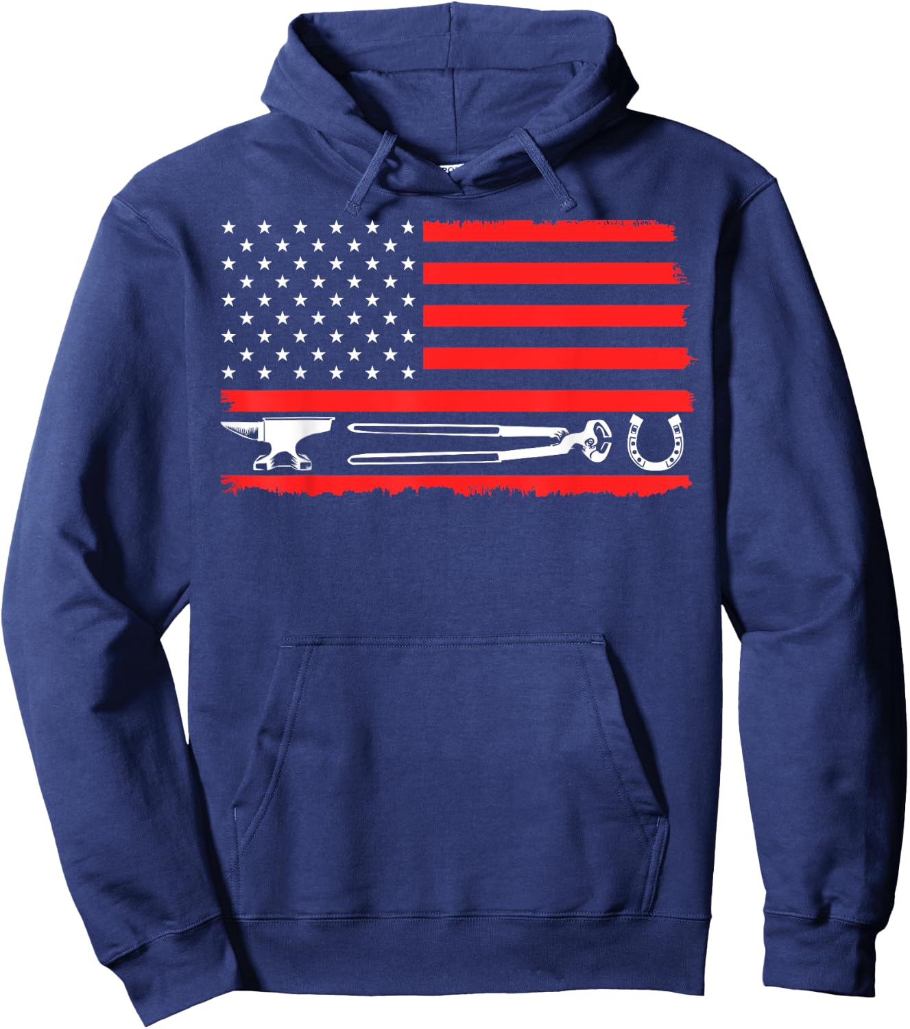 Funny Farrier Gift Cool Farrier Tools American Flag Hoodie - Hoodie | Navy