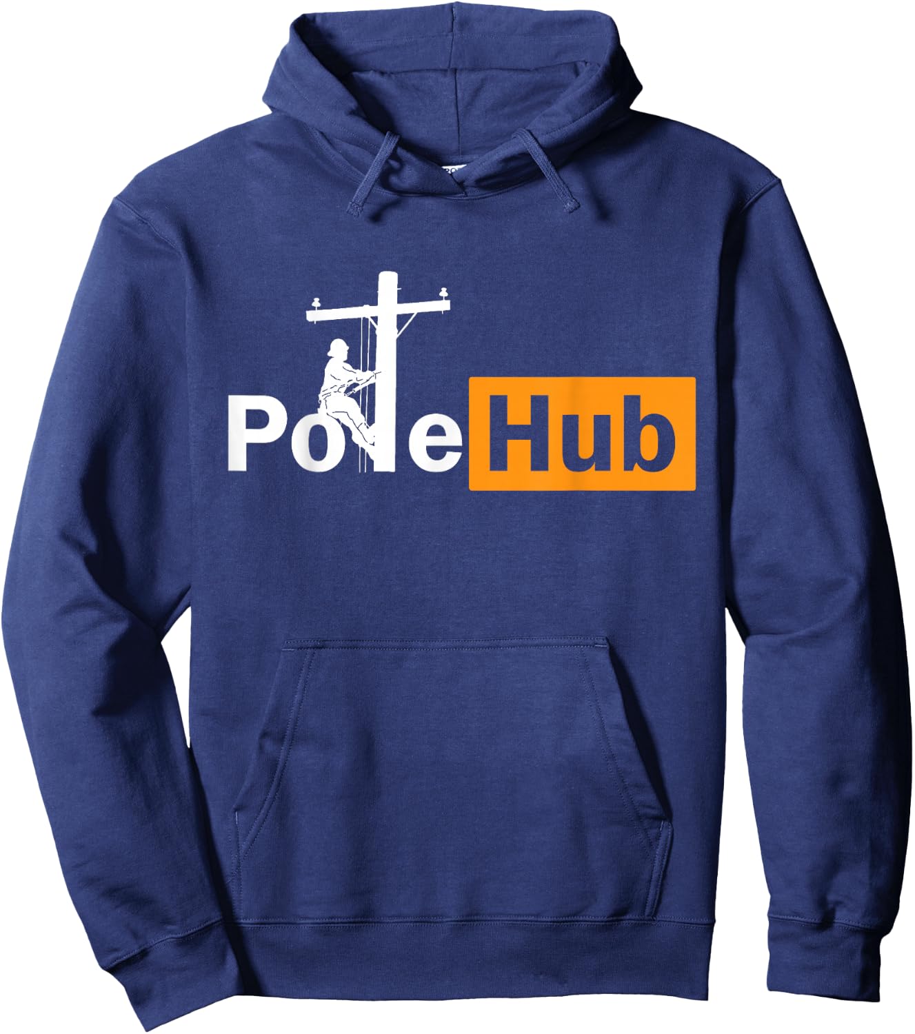Pole Hub Lineman Line Worker Utility Pole Funny Lineman Fun Hoodie - Hoodie | Navy