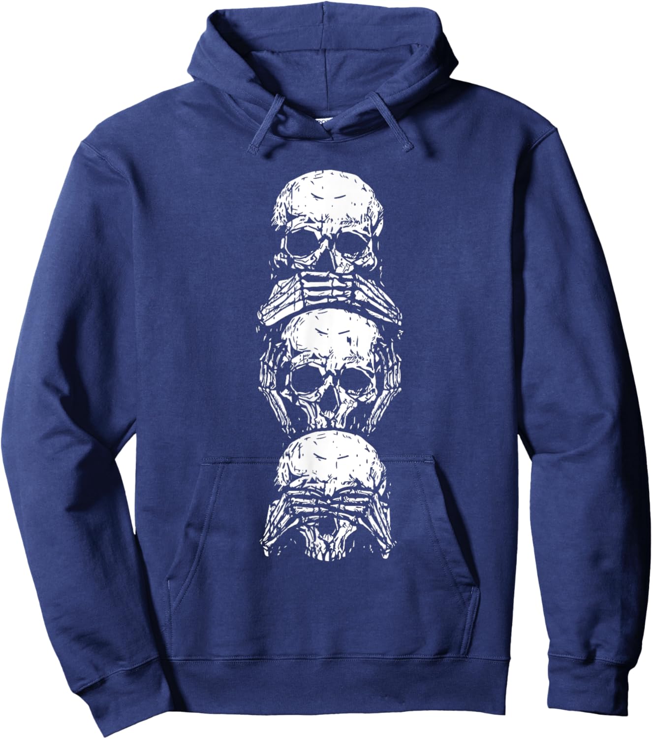 Hear See Speak No Evil Halloween Skull Skeleton Bones Gothic Hoodie - Hoodie | Navy