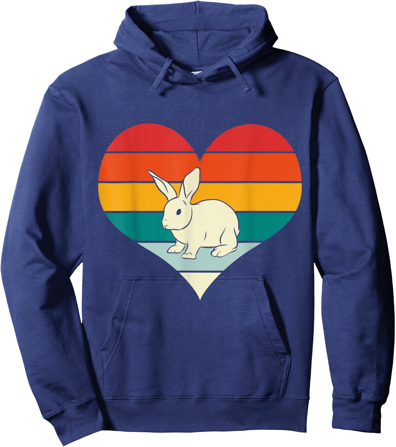 Rabbit Bunny Heart Valentines Day Gift Retro Rabbit Hoodie - Hoodie | Navy