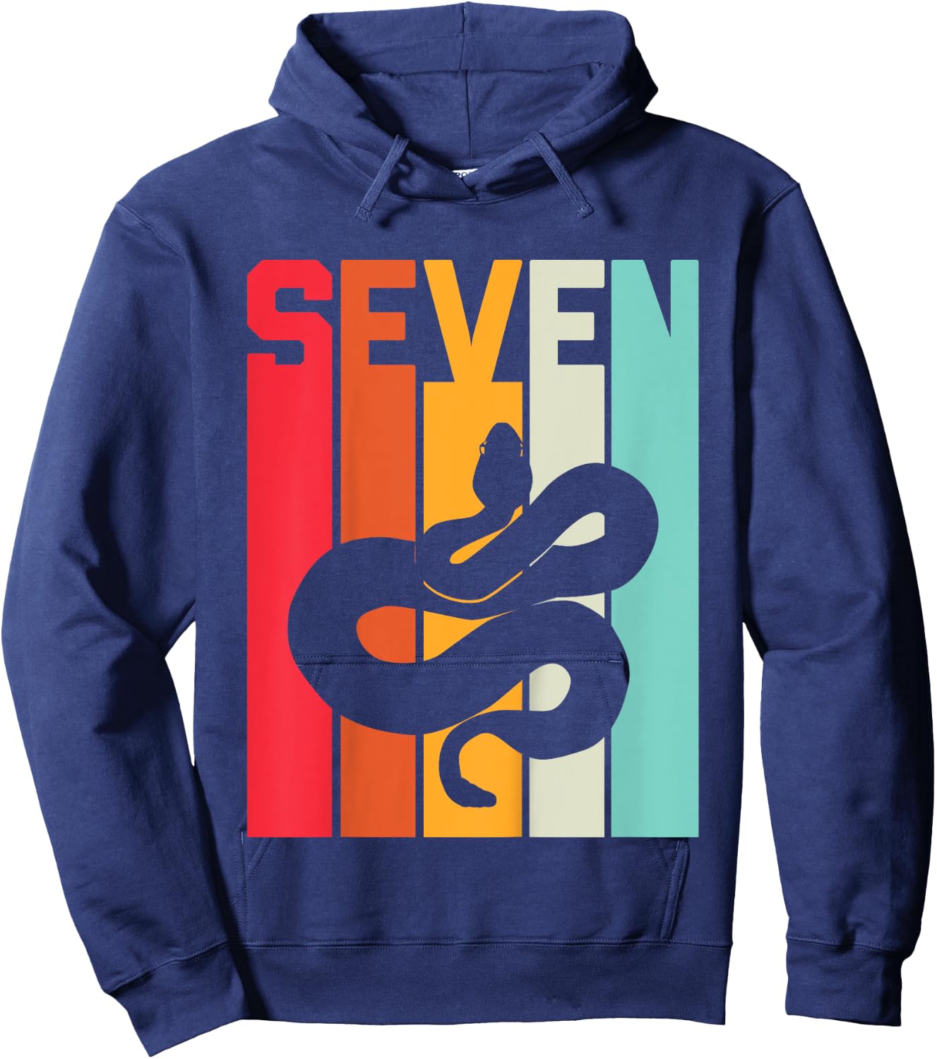 7th Birthday Vintage Snake Lover Pet Reptile 7 Years Old Hoodie - Hoodie | Navy