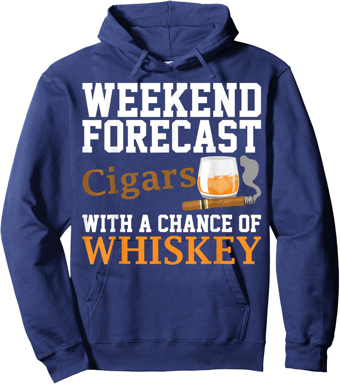 Cute Tobacco Smoker Alcohol Drinker Humor Designs Adults - Funny Weekend Forecast Cigars And Whiskey Gift Women - Black - Short Sleeve - - Regular Fit - Small Hoodie - Hoodie | Navy