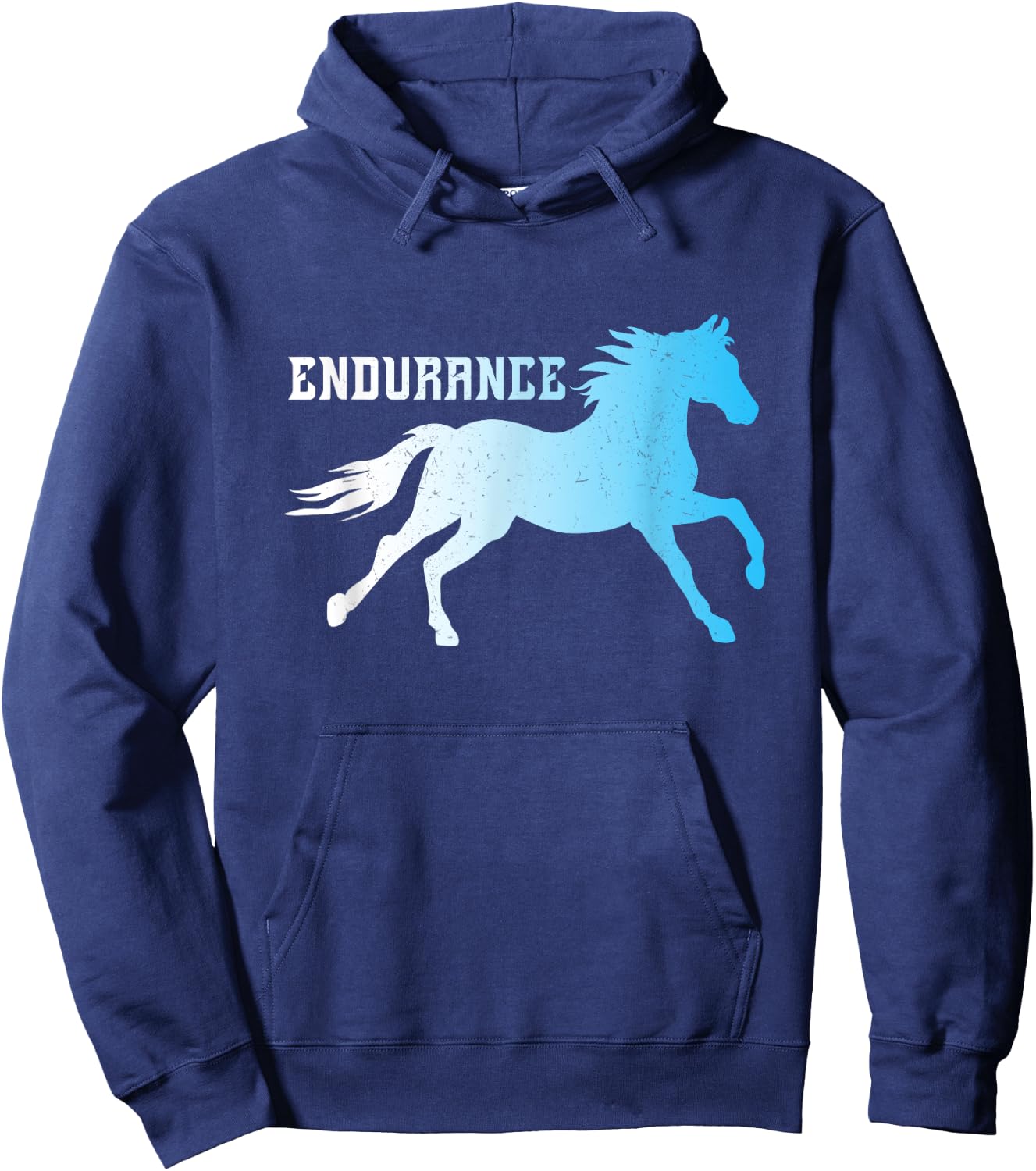 Retro, Endurance, Running Horse Hoodie - Hoodie | Navy