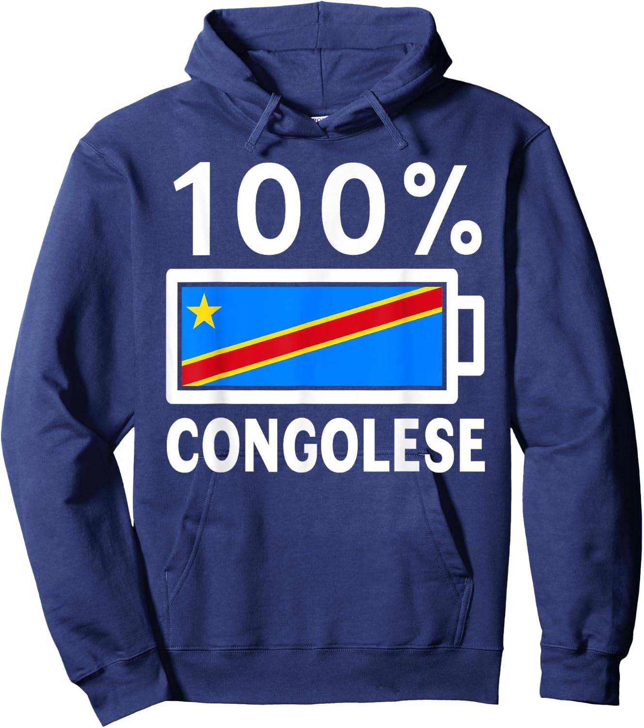 Congo Republic Flag | 100% Congolese Battery Power Hoodie - Hoodie | Navy