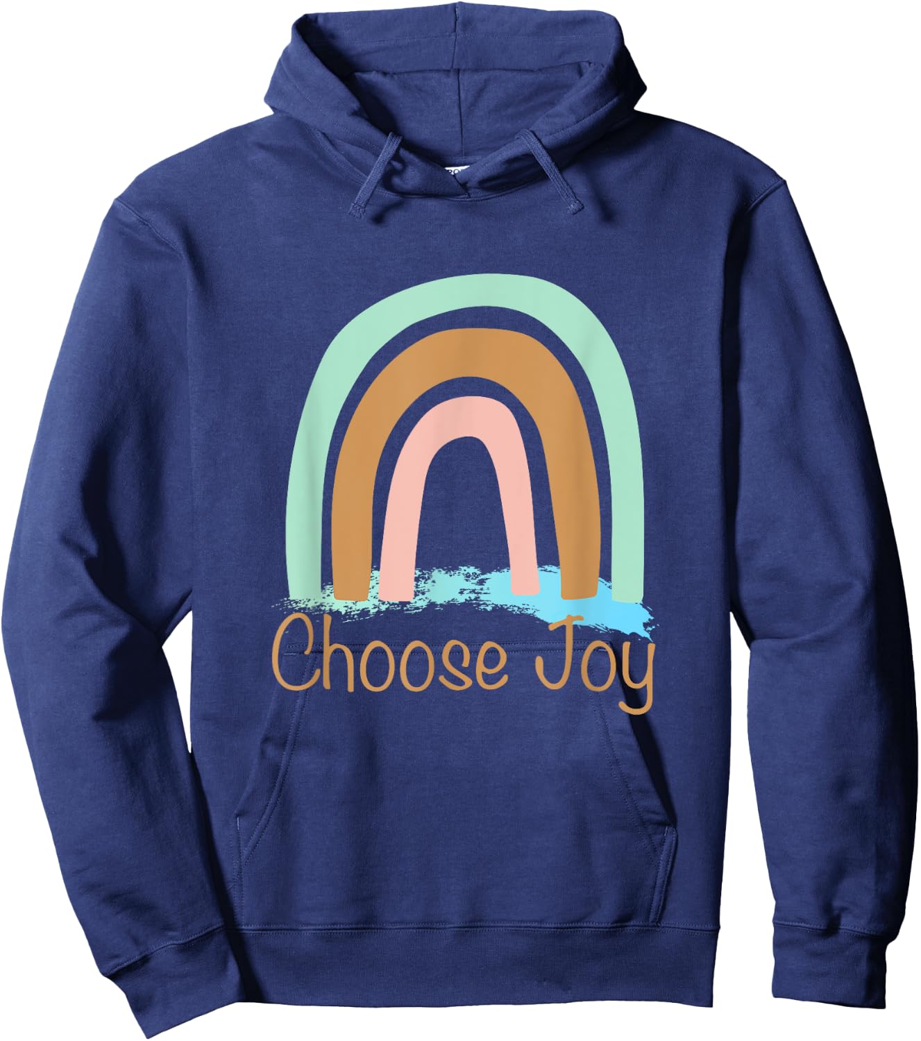 Choose Joy Cute Rainbow Graphic Inspiration Hoodie - Hoodie | Navy