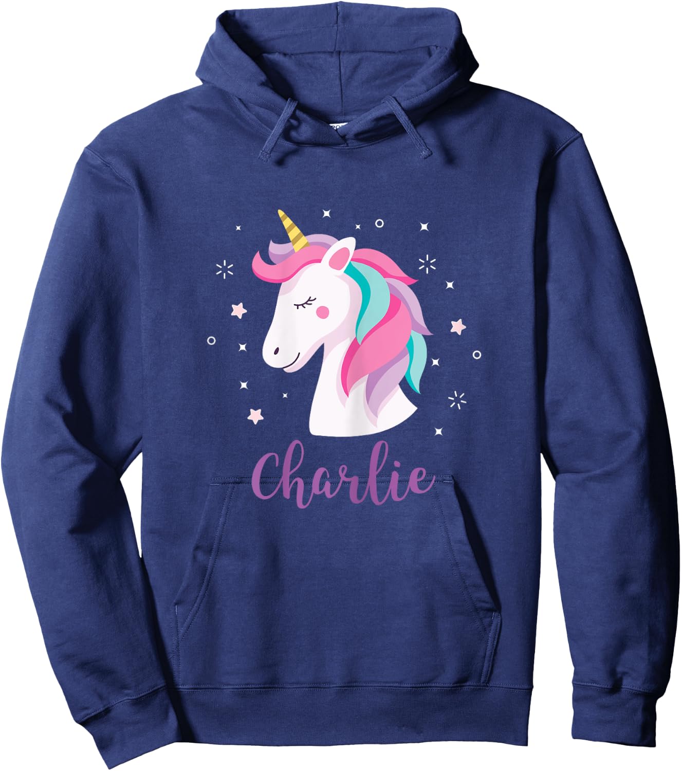 Cute Charlie Unicorn Personalized Name Girls Gifts Hoodie - Hoodie | Navy
