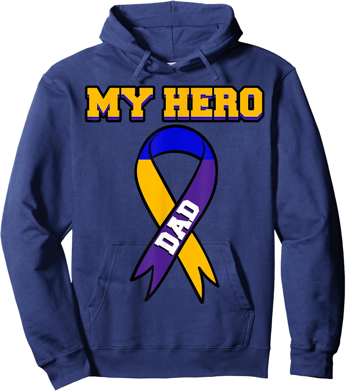 My Hero Dad Bladder Cancer Purple Blue Yellow Urologist Gift Hoodie - Hoodie | Navy