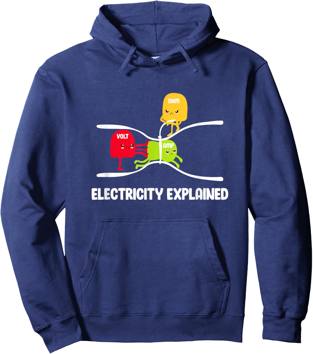 Electricity Explained Volt Ohm Amp Funny Electrician Hoodie - Hoodie | Navy