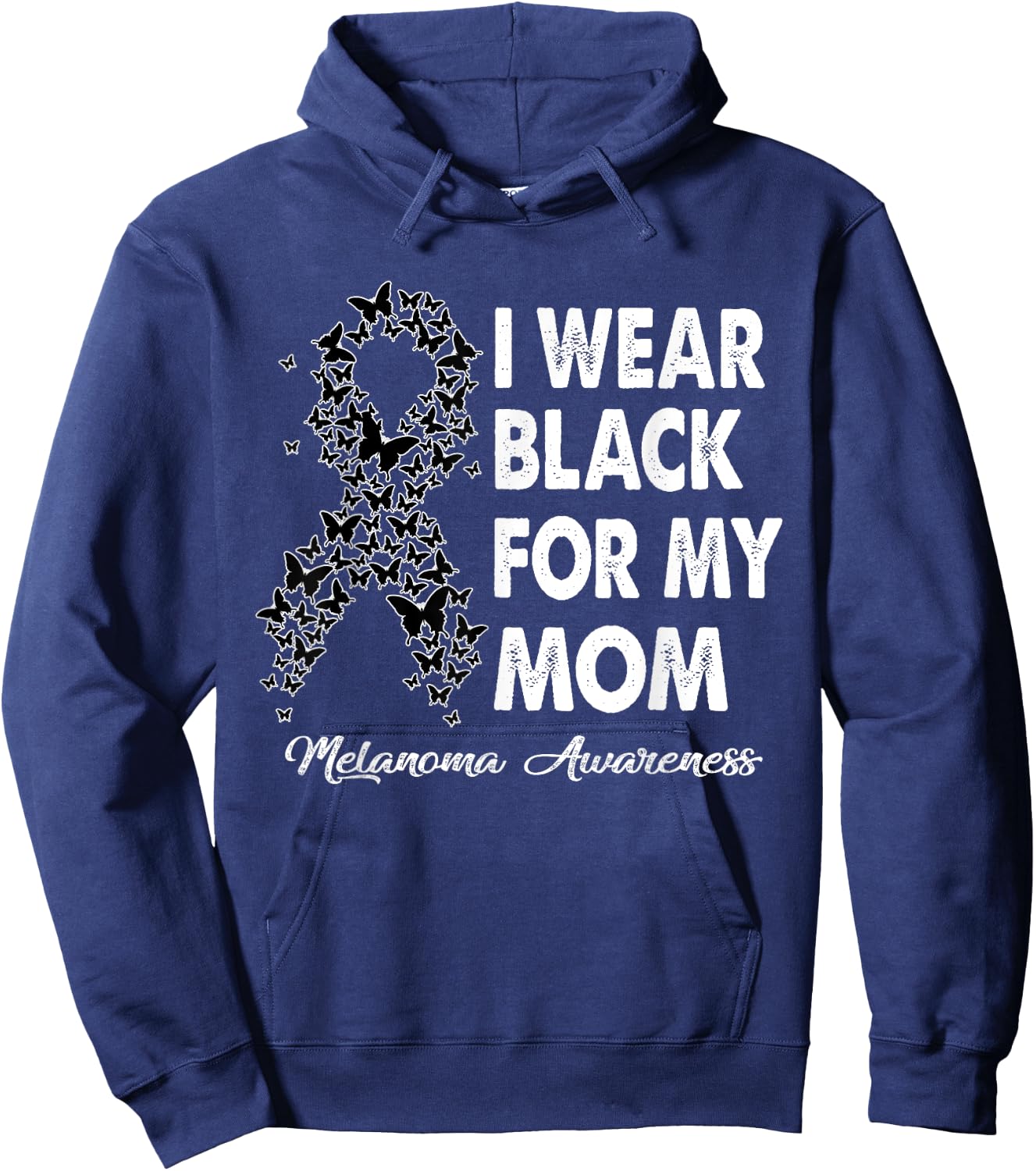 I Wear Black For My Mom Melanoma Awareness Costume Ribbon Hoodie - Hoodie | Navy