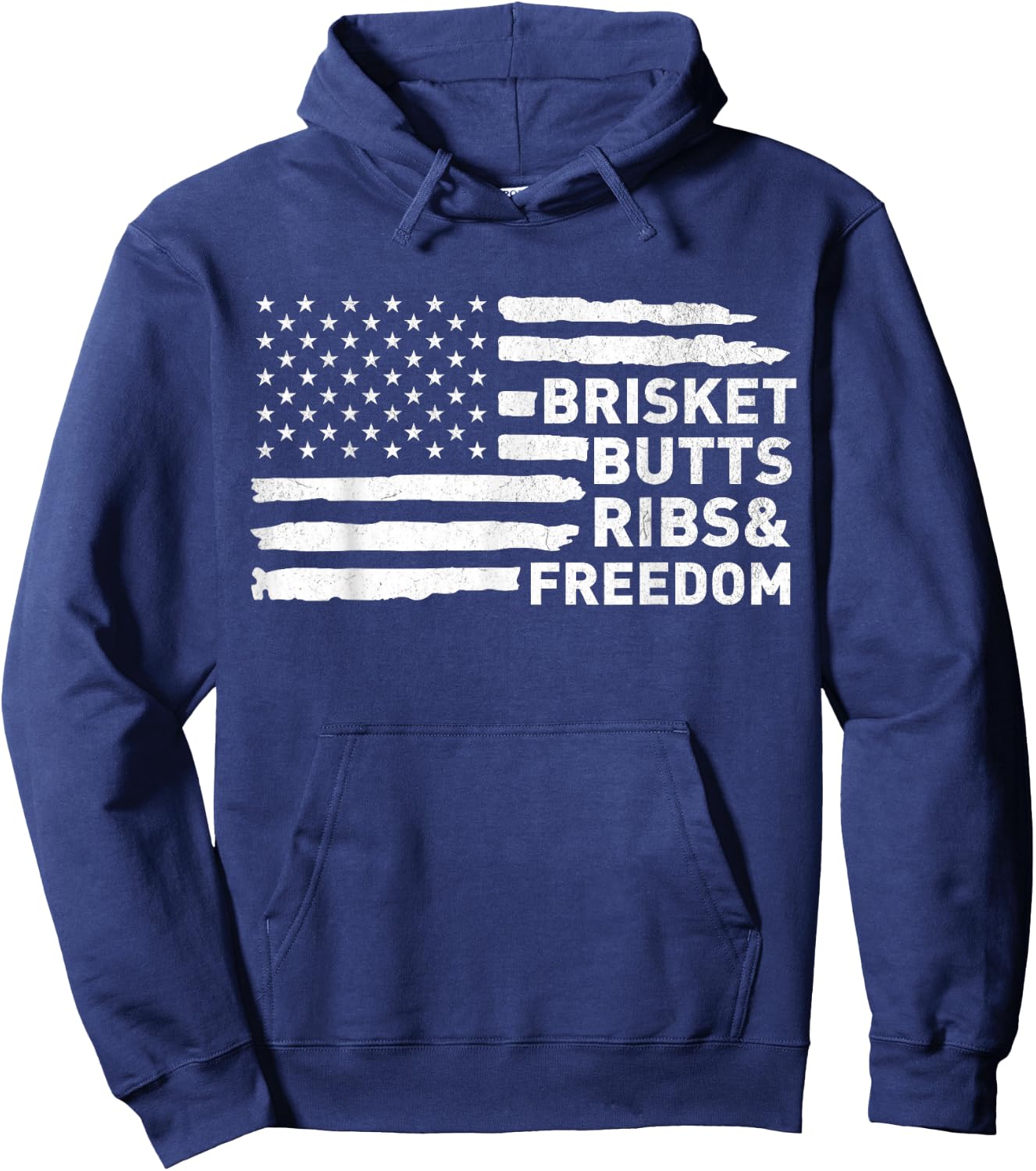 Brisket Butts Ribs and Freedom Vintage American BBQ Pride Hoodie - Hoodie | Navy